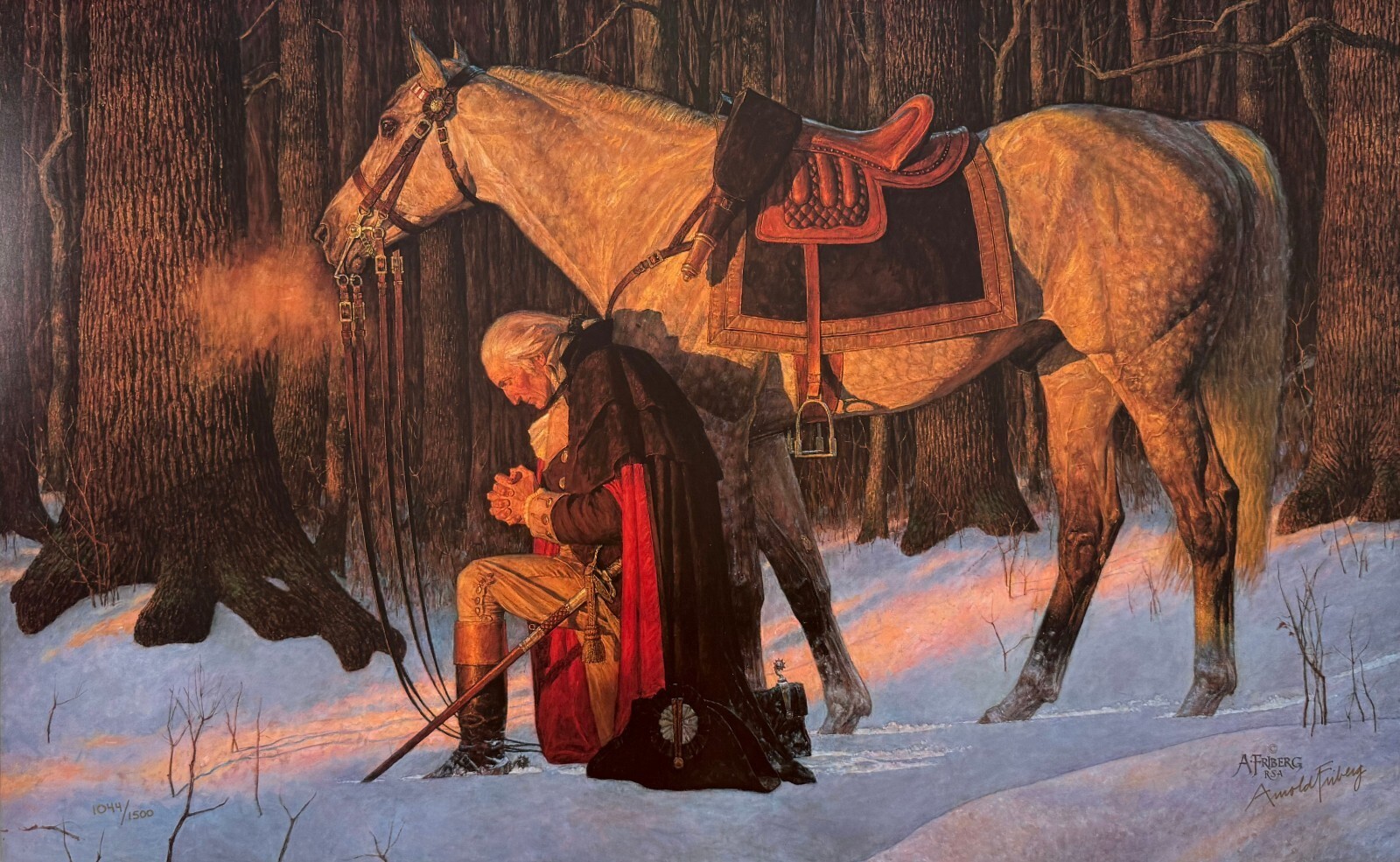 Arnold Friberg PRAYER AT VALLEY FORGE Signed Numbered Lithograph 1044/1500 COA