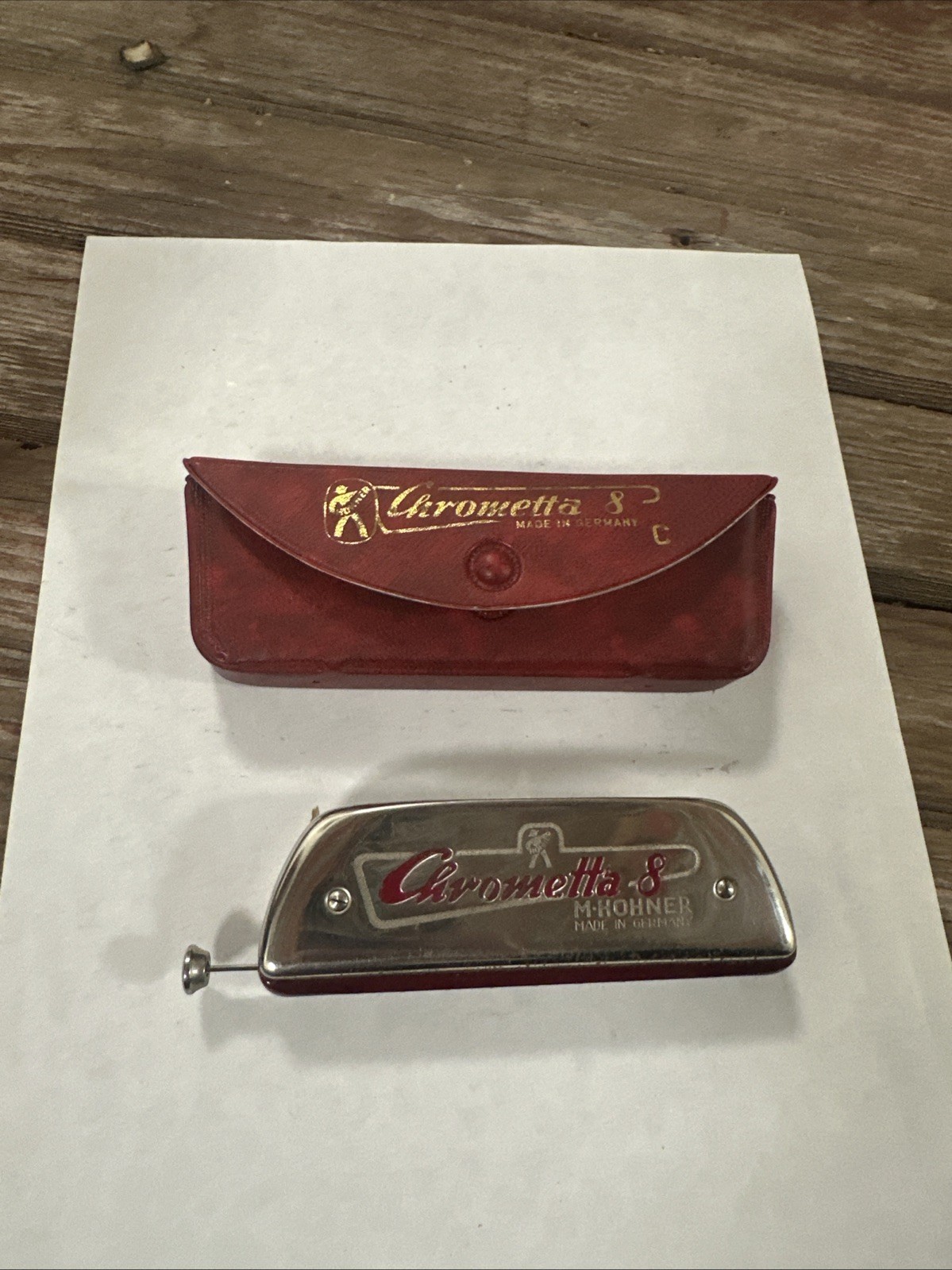 Vintage M. Hohner Chrometta 8 Harmonica with case used Vintage M. Hohner Chrometta 8 Harmonica with case used