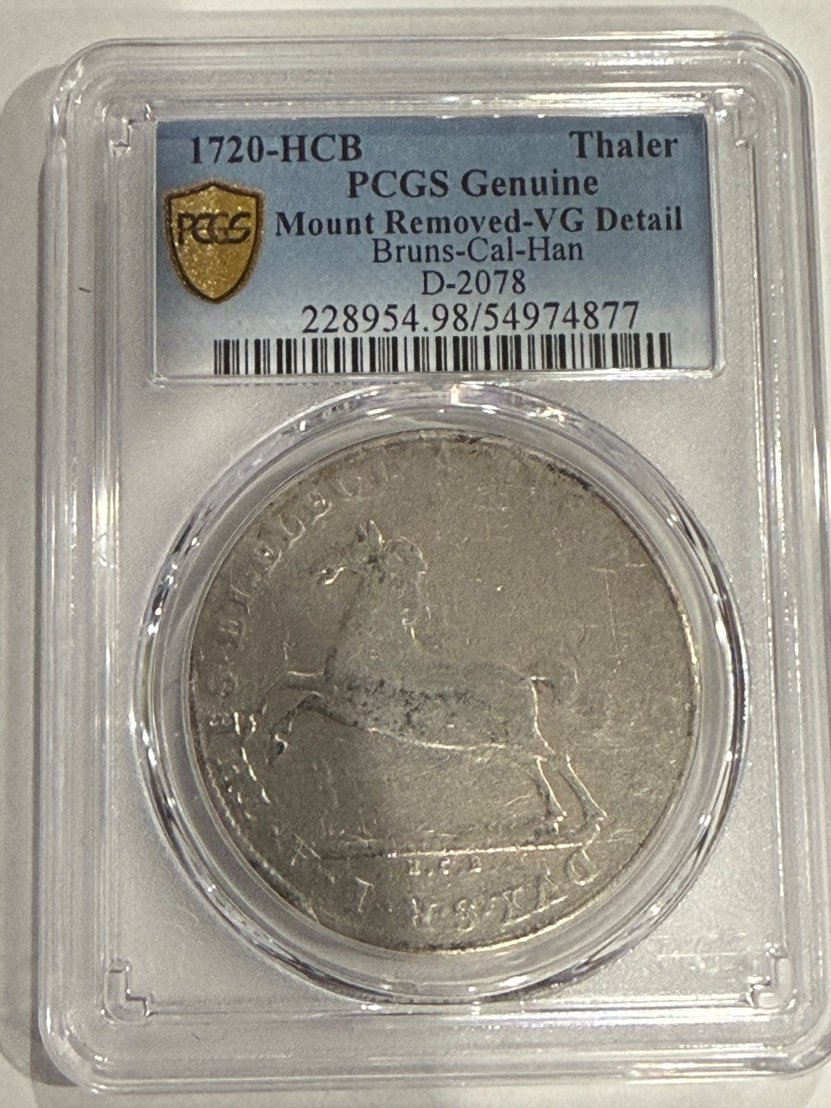 1720 SILVER THALER GEORGE I BRUNSWICK LUNEBERG CALENBERG HANOVER PCGS GENUINE VG