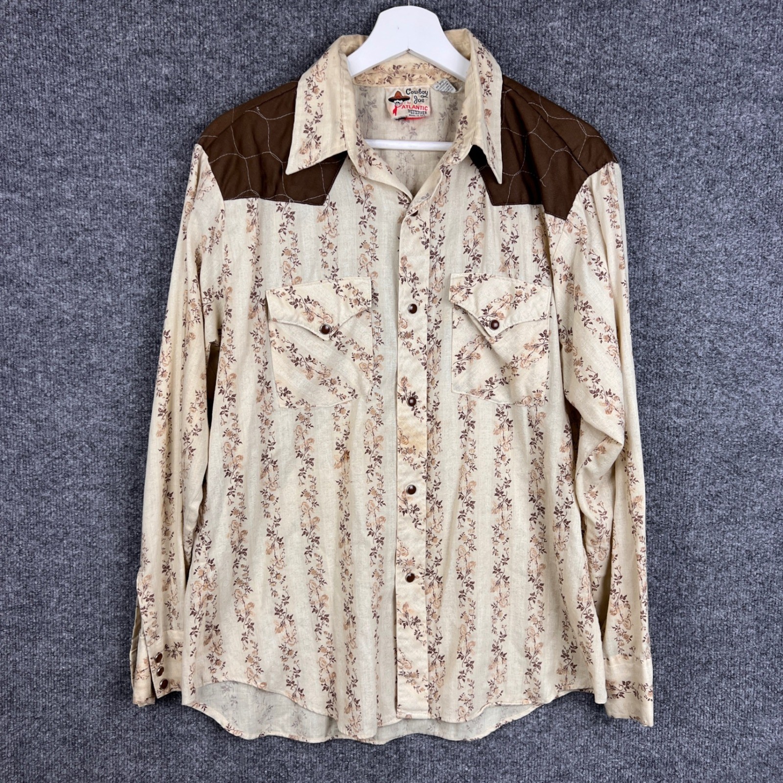 Vintage Cowboy JOE Western Floral Print Snap Front Shirt Men\'s 16-16.5 Vintage Cowboy JOE Western Floral Print Snap Front Shirt Men\'s 16-16.5