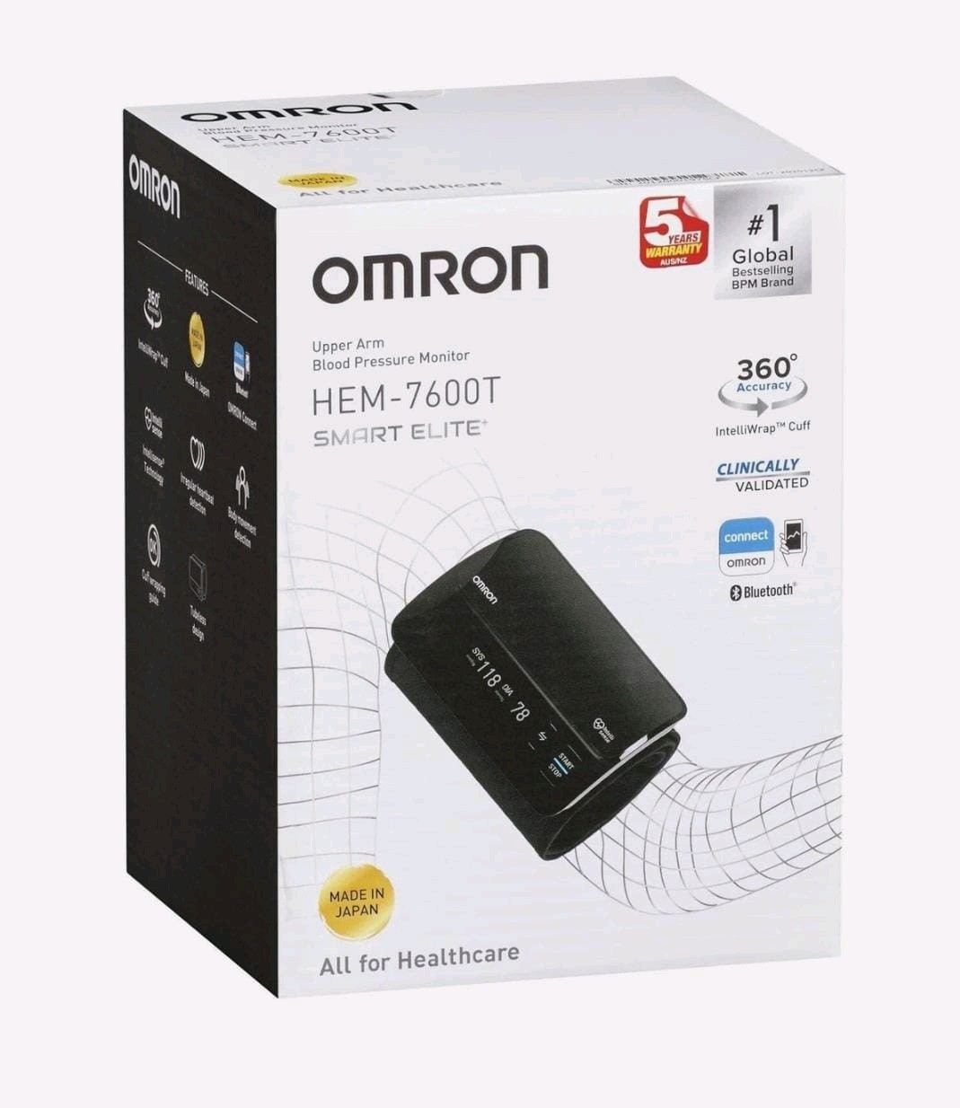 Omron Smart Elite+HEM7600T Tubeless 360° Accurate Digital Blood Pressure Monitor Omron Smart Elite+HEM7600T Tubeless 360° Accurate Digital Blood Pressure Monitor