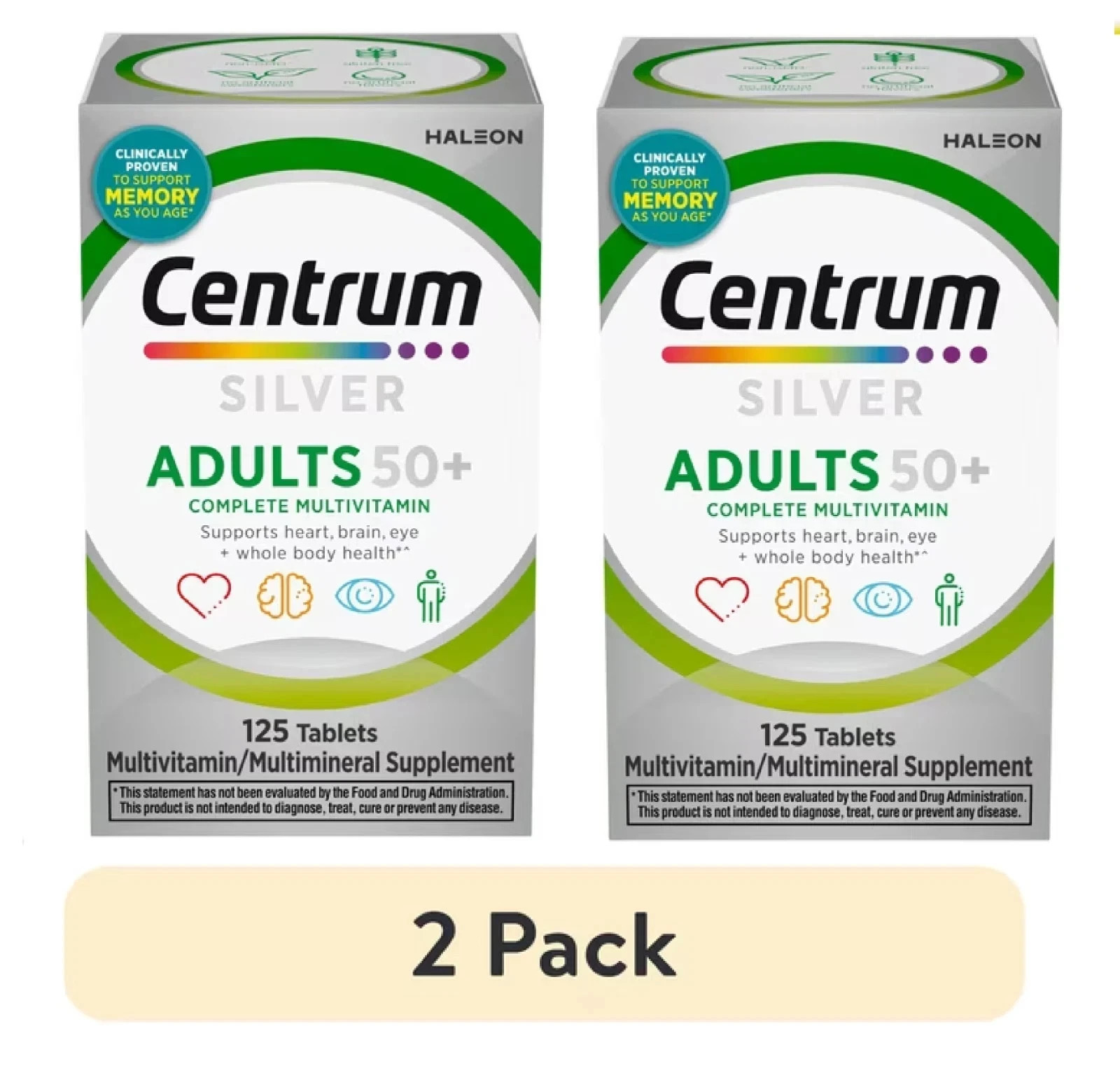 2pk Centrum Silver Adults 50 Plus Multivitamin With Vitamin C, D & E, 125 Count