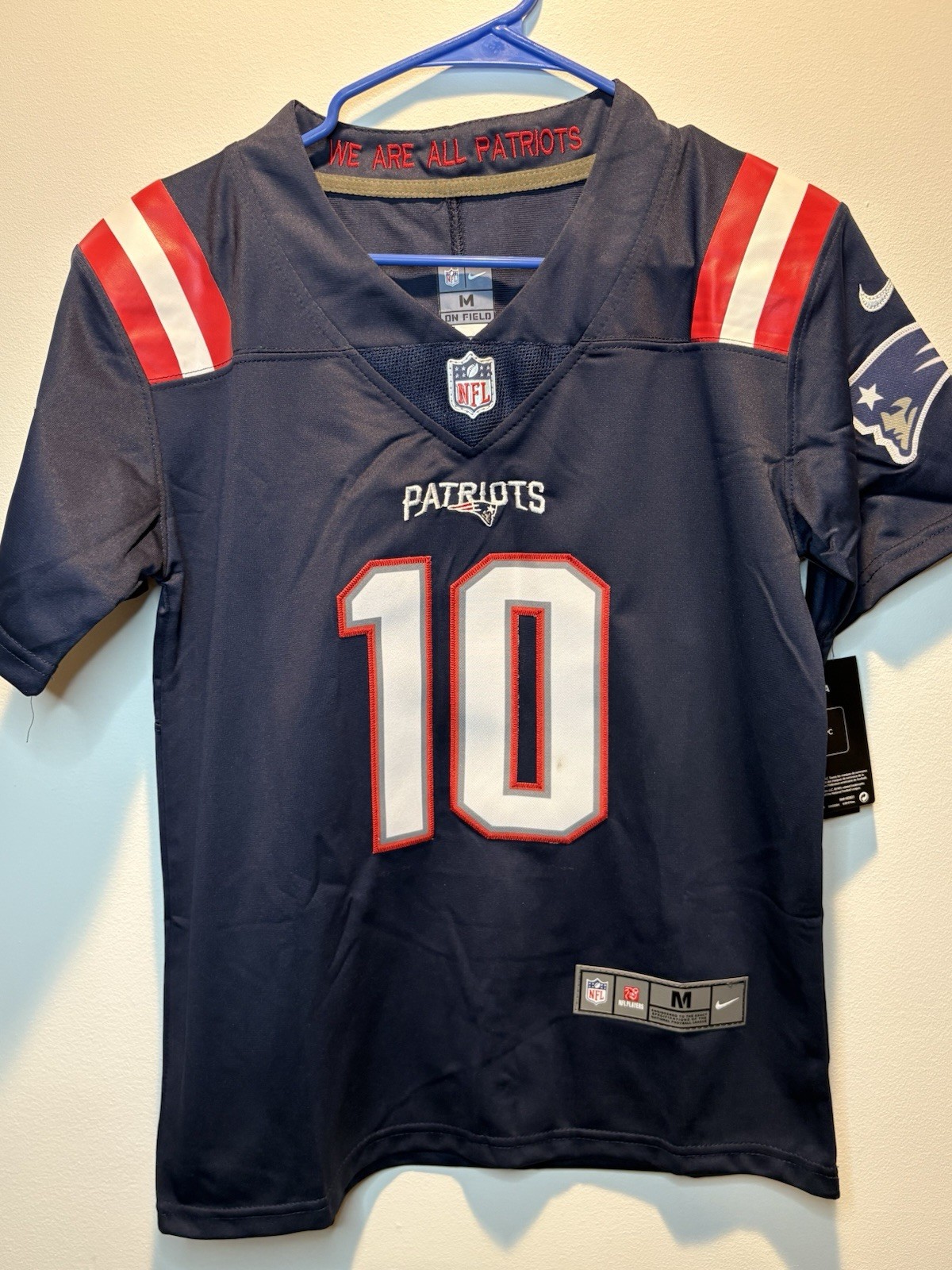 New 🔥Youth Medium (age 10-12) Drake Maye New England Patriots Stitched Jersey
