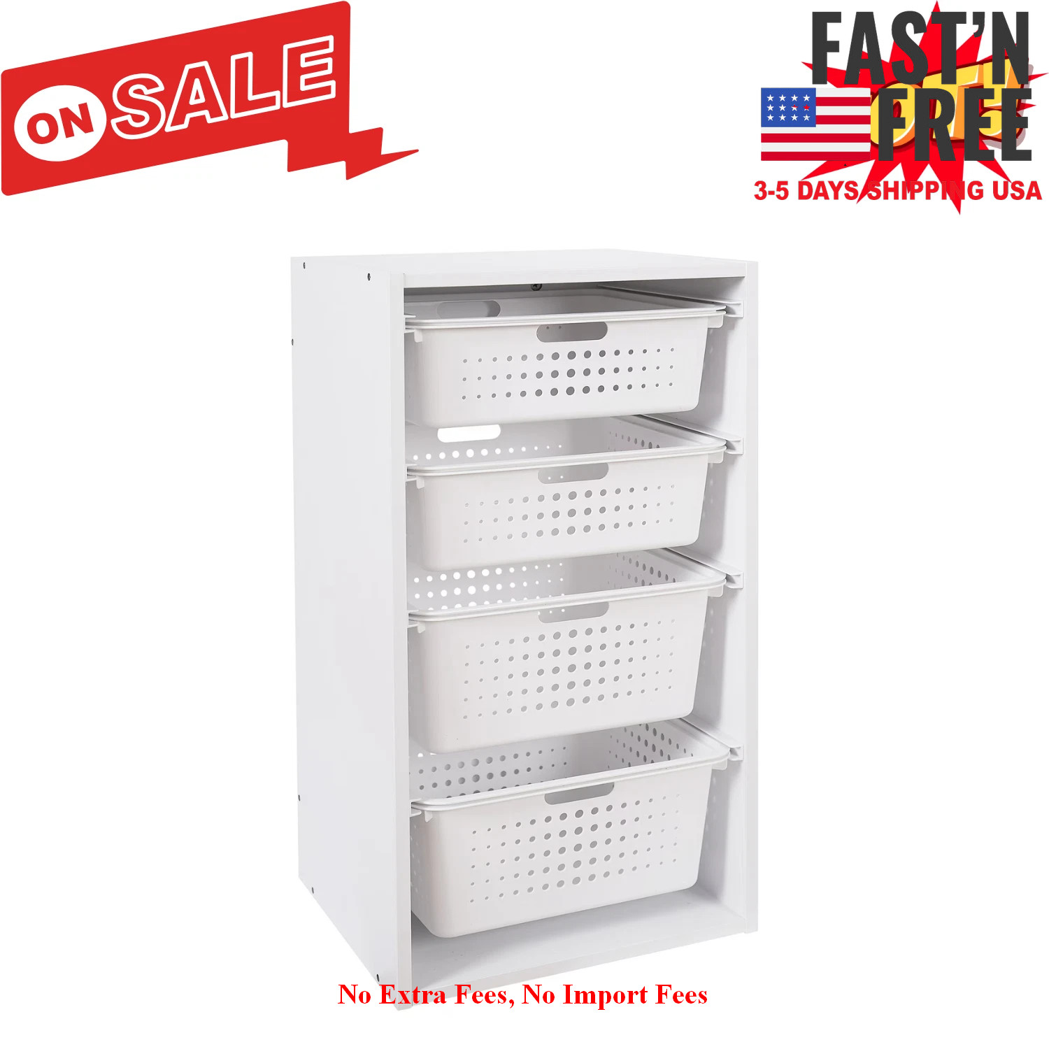 Your Zone Sliding Bin Organizer with 4 Storage Bins for Kids Toy Storage White Your Zone Sliding Bin Organizer with 4 Storage Bins for Kids Toy Storage White