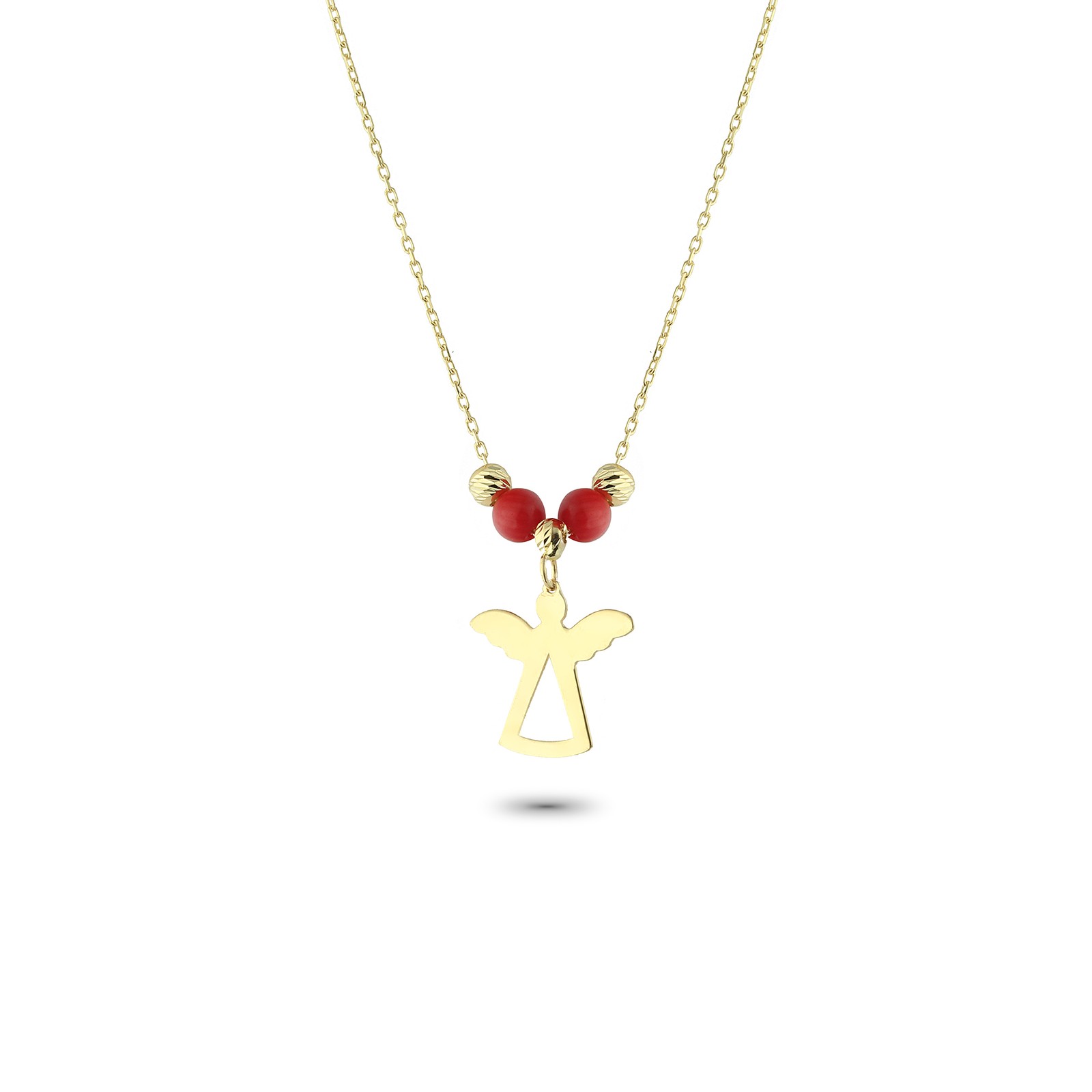 Glorria 14k Solid Gold Colored Stone Angel Necklace