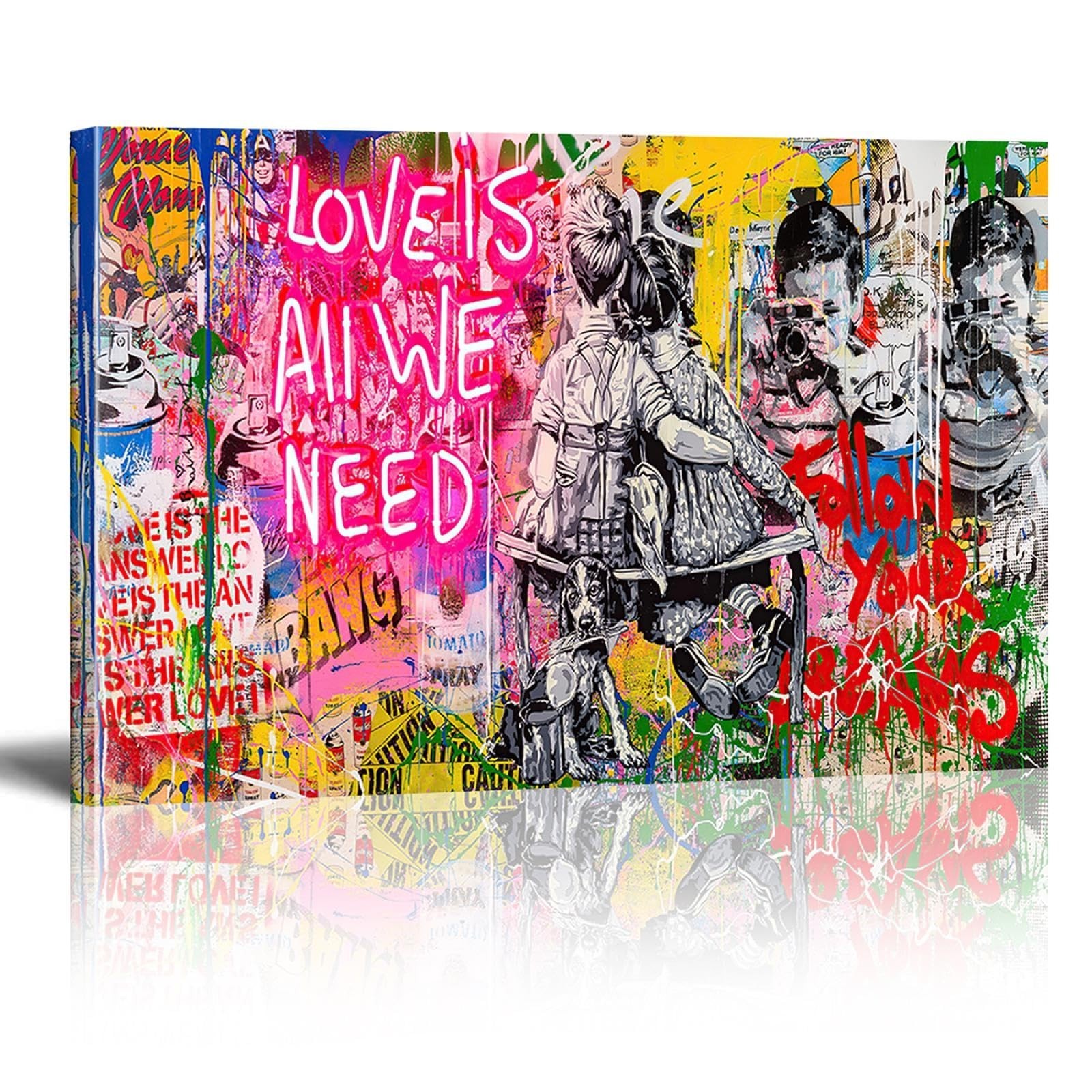 HYFBH Banksy Wall Art Love Is All We Need Graffiti Canvas Wall Art Paintings ... HYFBH Banksy Wall Art Love Is All We Need Graffiti Canvas Wall Art Paintings ...