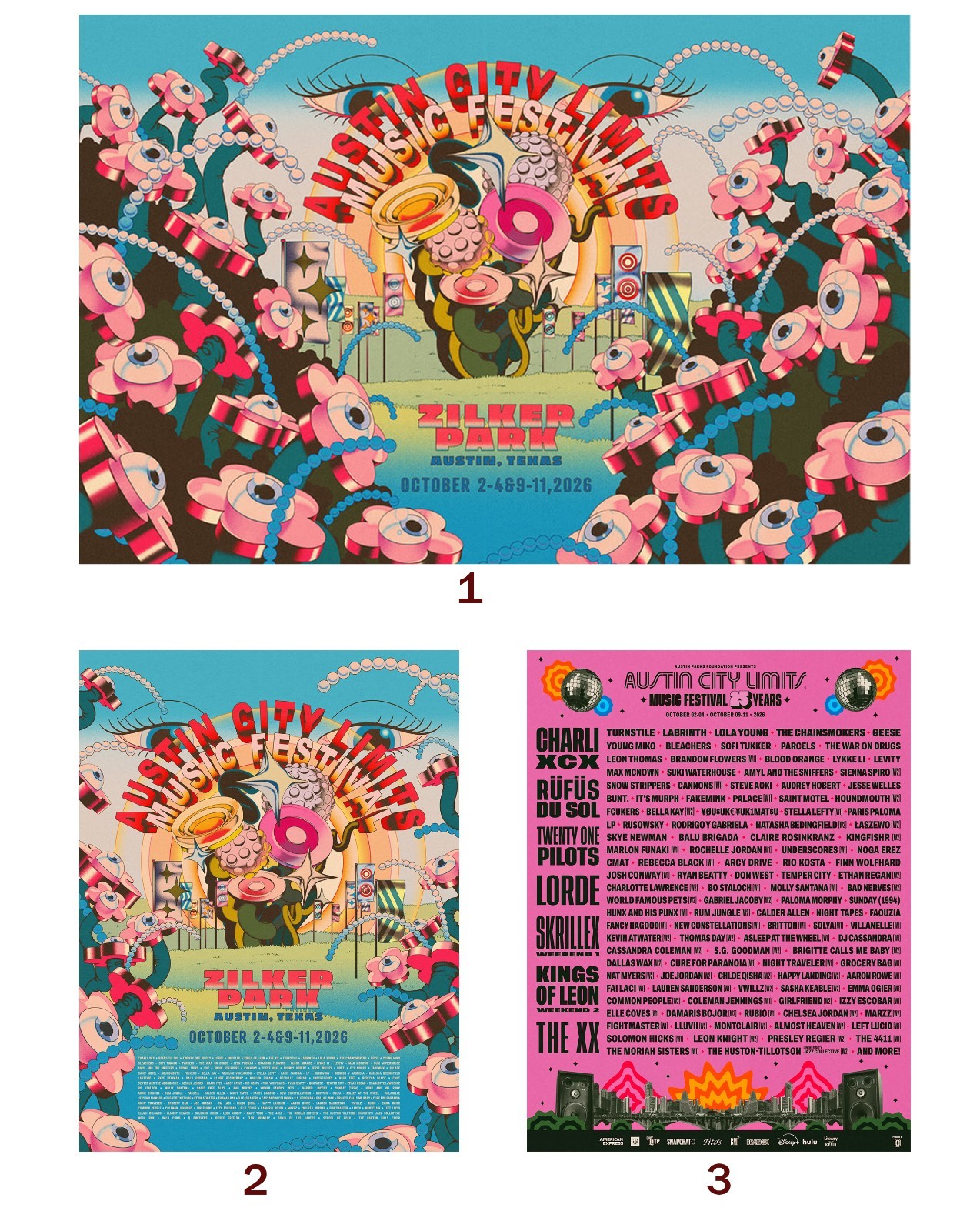 2026 ACL Commemorative Poster For 25th Anniversary Austin City Limits Music Fest