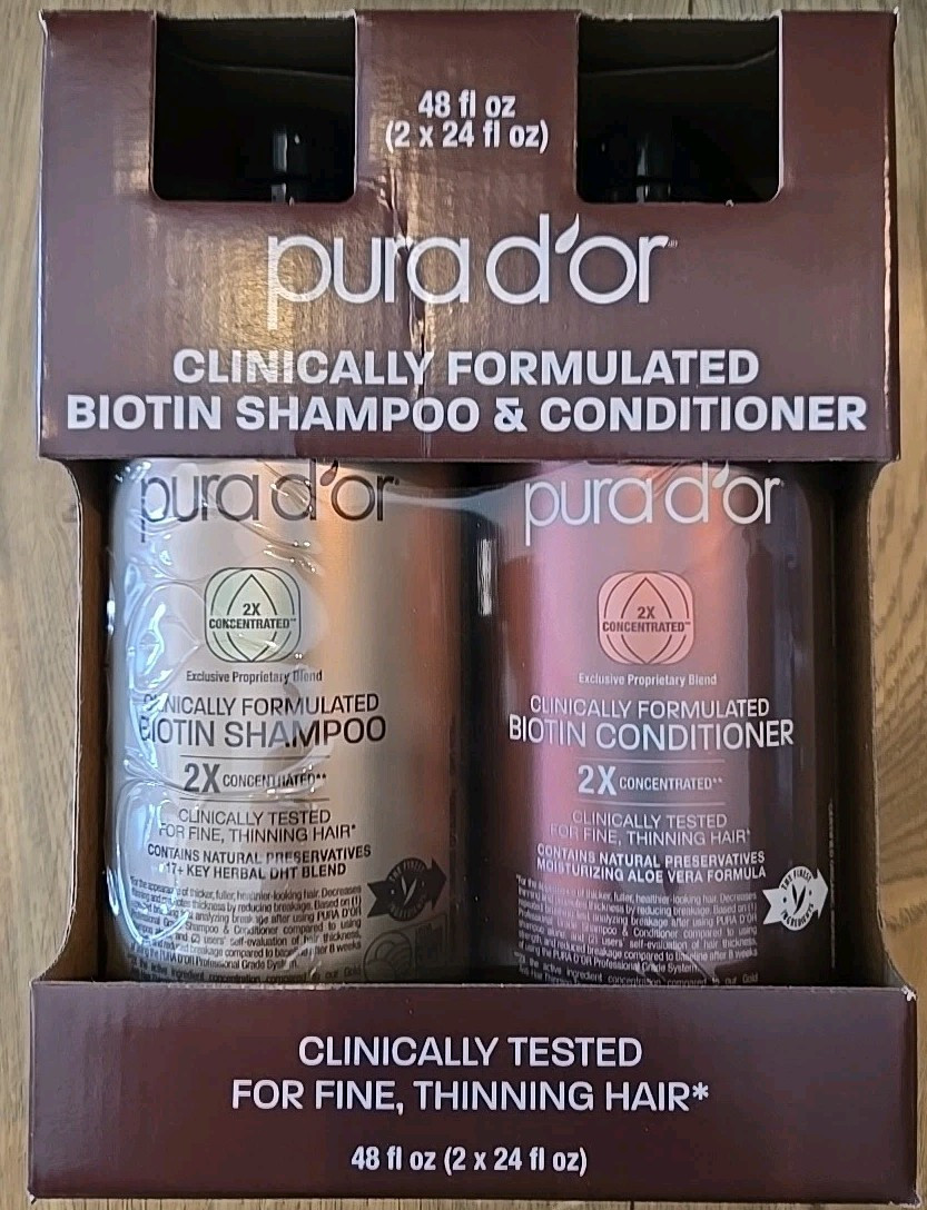 πNEWπ PURA D\'OR Dor Clinically Formulated Biotin Set 2X Anti Thinning 24oz Ea πNEWπ PURA D\'OR Dor Clinically Formulated Biotin Set 2X Anti Thinning 24oz Ea