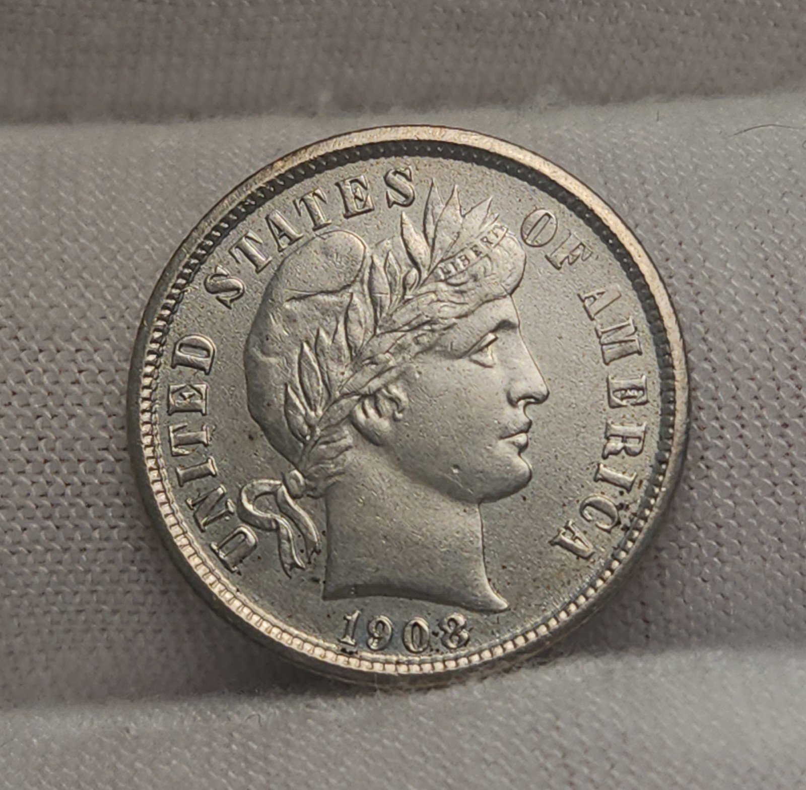 1908 P Silver Barber Dime AU Coin 10c US Type Coin Almost Uncirculated B-8dbx