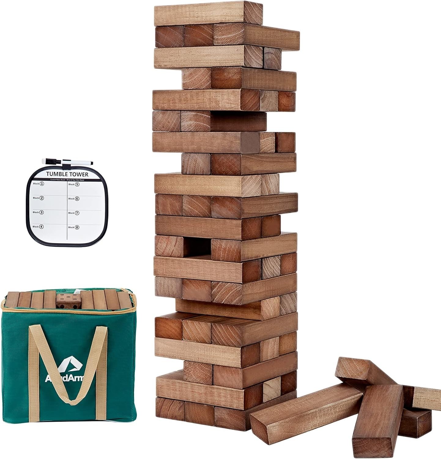 54 PCS Stacking Timber Game - Giant Tumble Tower Set with Dice & Scoreboard