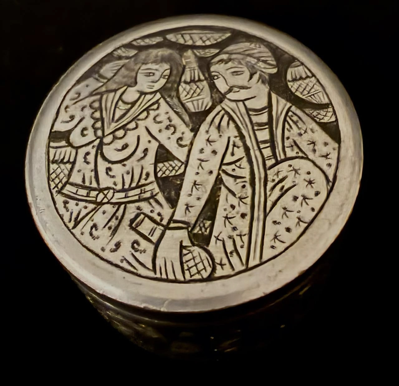 Mid East Islamic Ghalamzani Trinket Box (Habdan) – Persian Style- Hand Engraved
