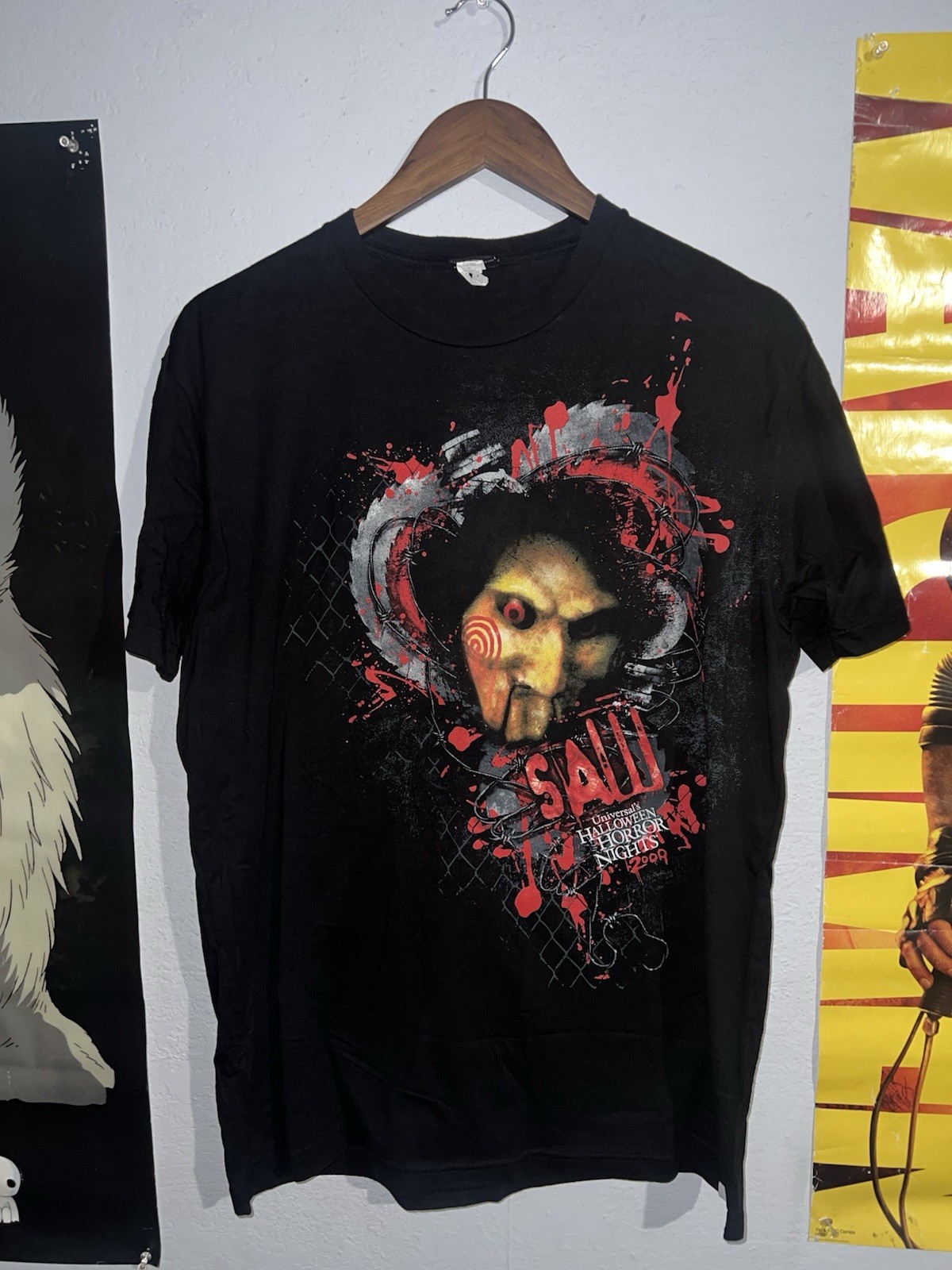 RARE Vtg Y2K Saw Jigsaw Movie grunge emo Tee L Universal Horror Nights Halloween