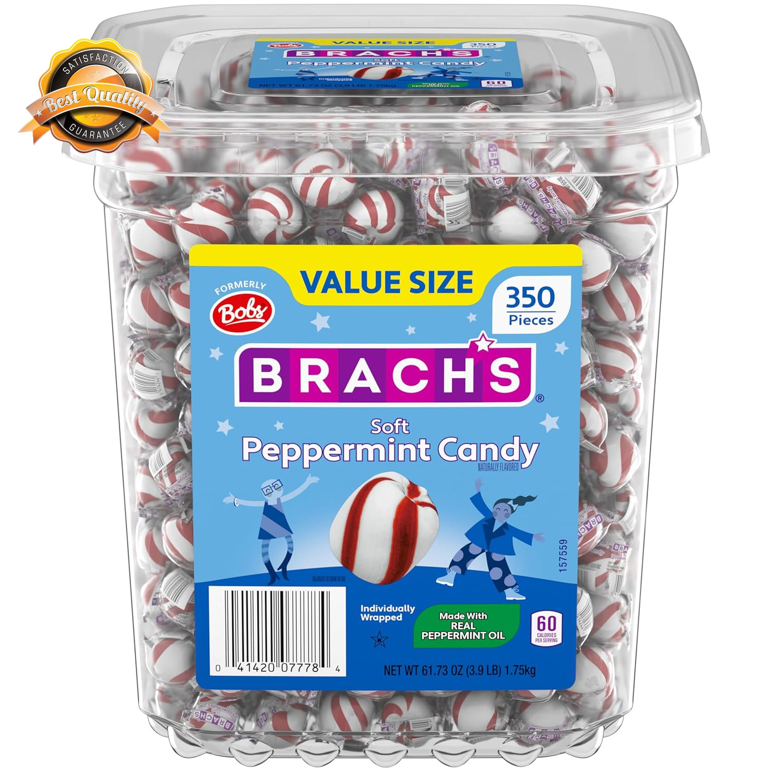 Soft Peppermint Candy Individually Wrapped Bulk Tub 350 Count 3.9 lb Soft Peppermint Candy Individually Wrapped Bulk Tub 350 Count 3.9 lb