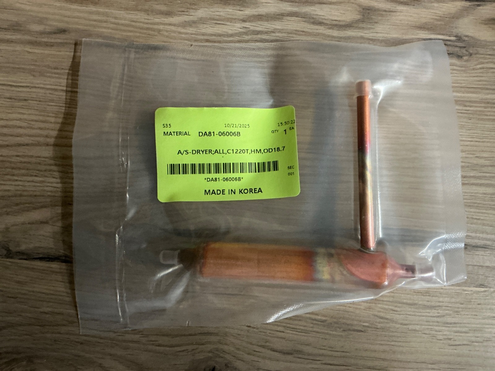 DA81-06006B Samsung Refrigerator Filter Dryer New OEM. 