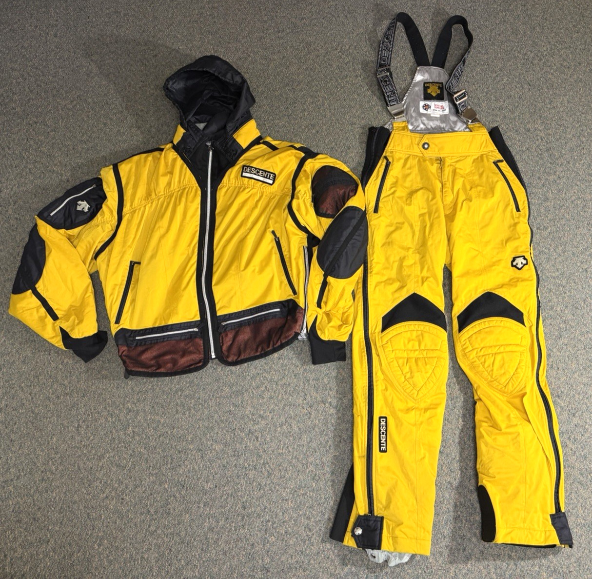 Vintage 80s 90s Descente Ski Snow Suit Jacket Men\'s Coat L & Pants 34 Yellow Vintage 80s 90s Descente Ski Snow Suit Jacket Men\'s Coat L & Pants 34 Yellow