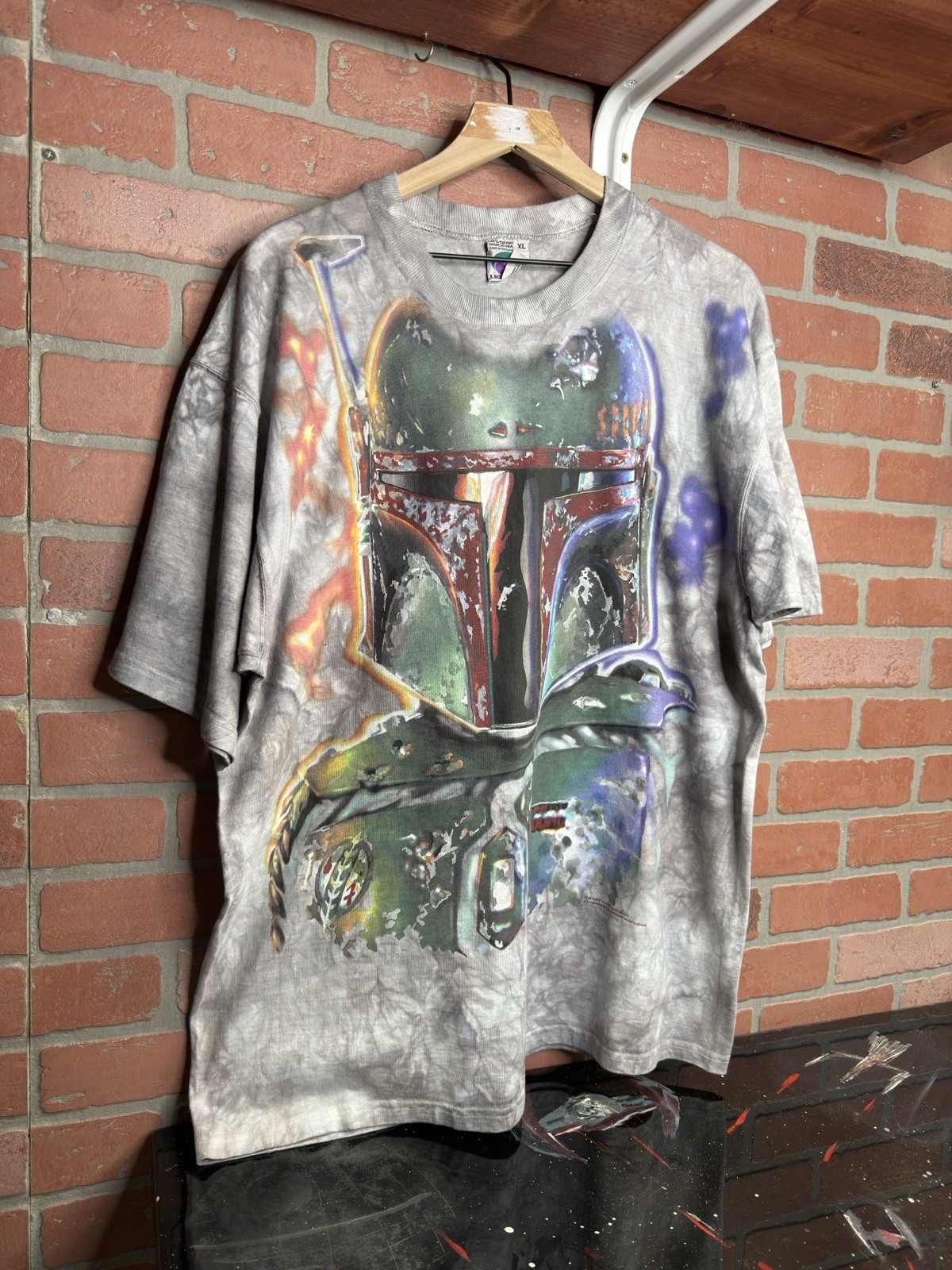 Vintage 90’s Boba Fett Liquid Blue T-Shirt Vtg Star Wars Movie Tee XLarge Vintage 90’s Boba Fett Liquid Blue T-Shirt Vtg Star Wars Movie Tee XLarge