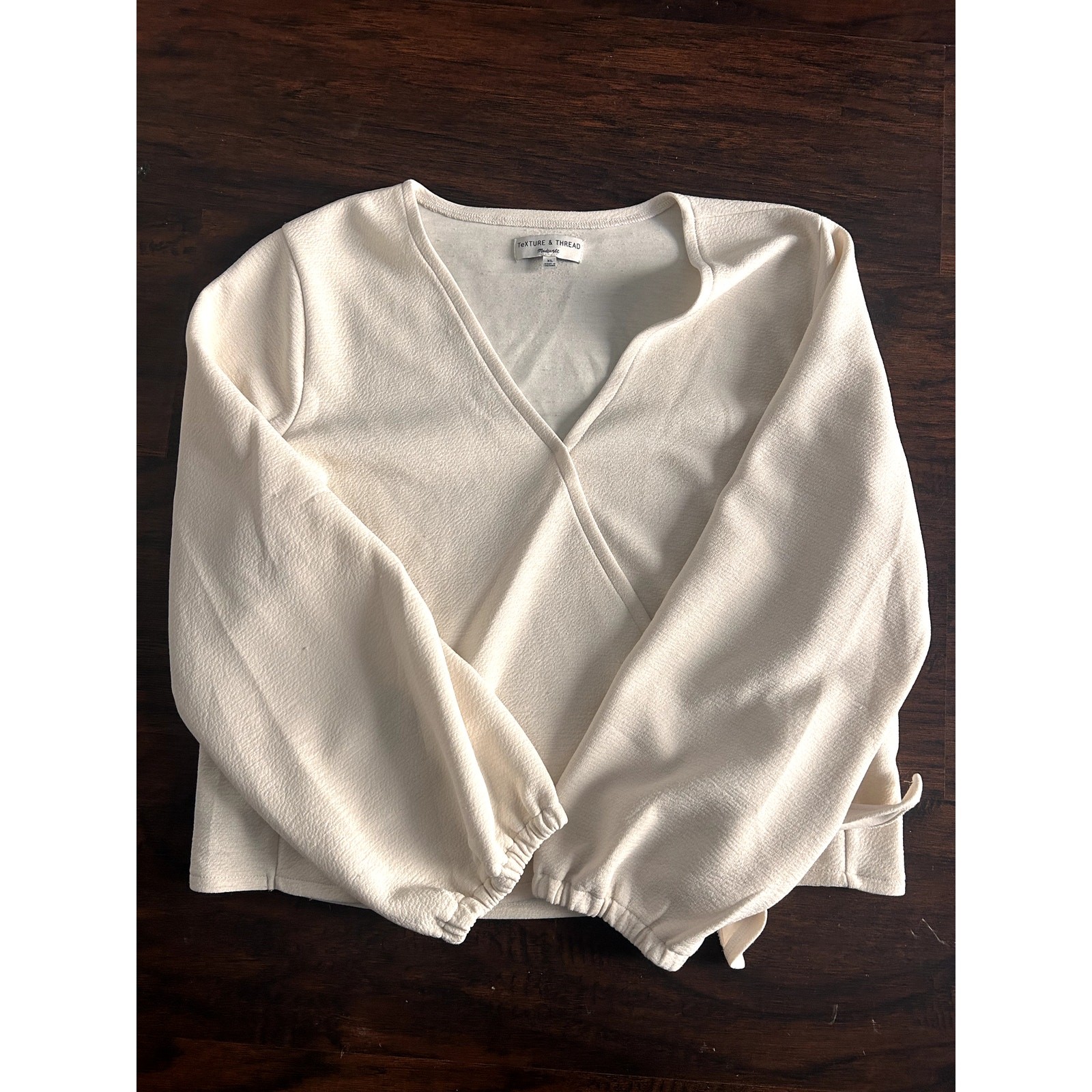 Madewell Texture & Thread Ivory Wrap Blouse Long Sleeve XL Madewell Texture & Thread Ivory Wrap Blouse Long Sleeve XL