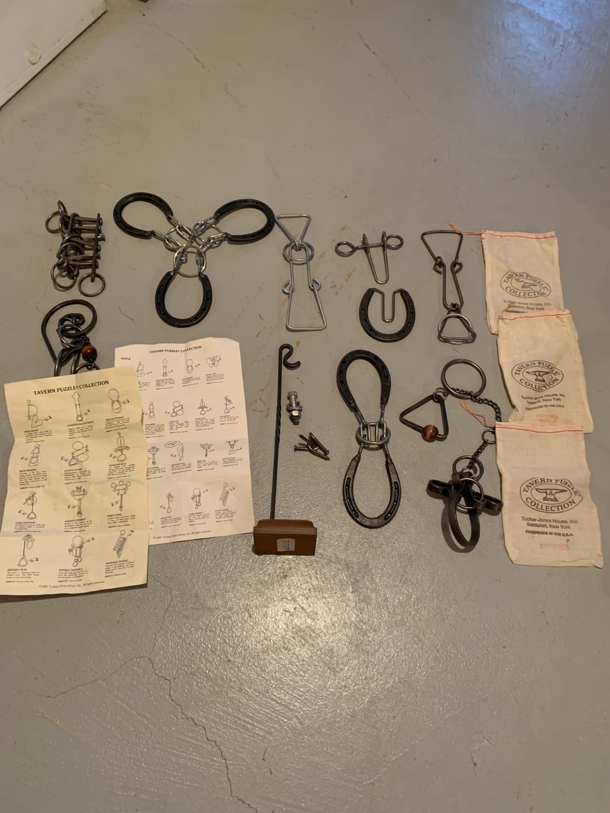 Lot of 11, Tavern Puzzle Collection, Iron Brain Teasers, & 1 Display Stand