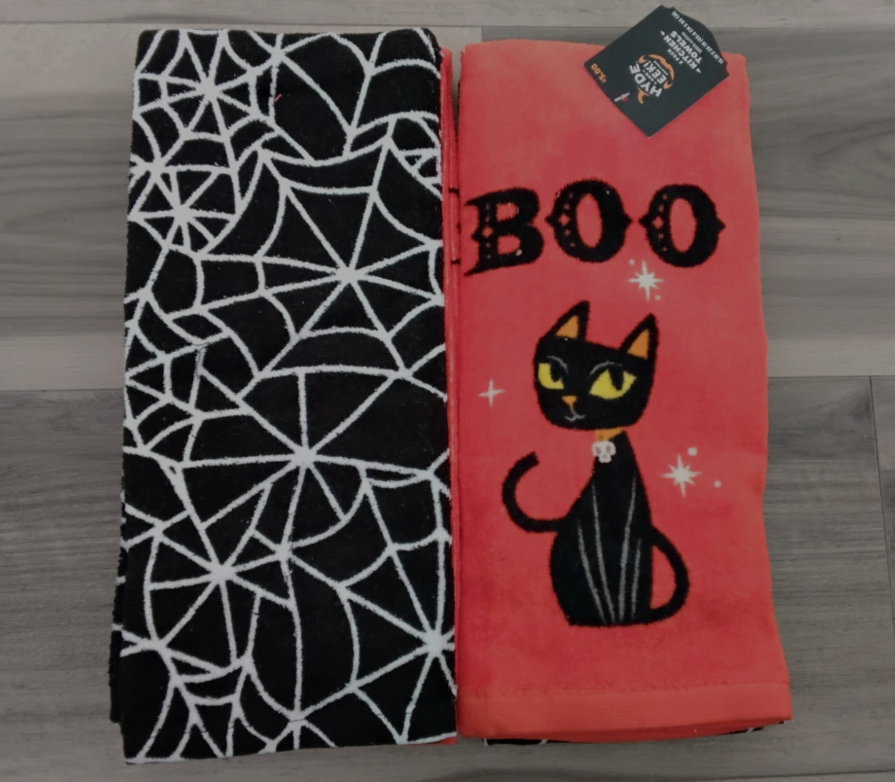 New Target Hyde & EEK 2pk Halloween Kitchen Terry Towels Retro Cat & Spiderweb