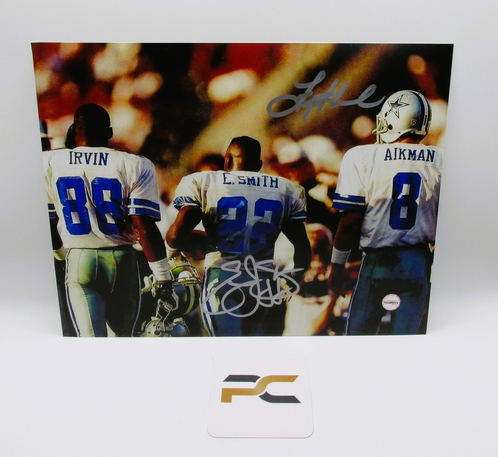 Troy Aikman And Emmitt Smith Signed 8x10 Photo With COA (PC485019) (Cowboys)BENT Troy Aikman And Emmitt Smith Signed 8x10 Photo With COA (PC485019) (Cowboys)BENT
