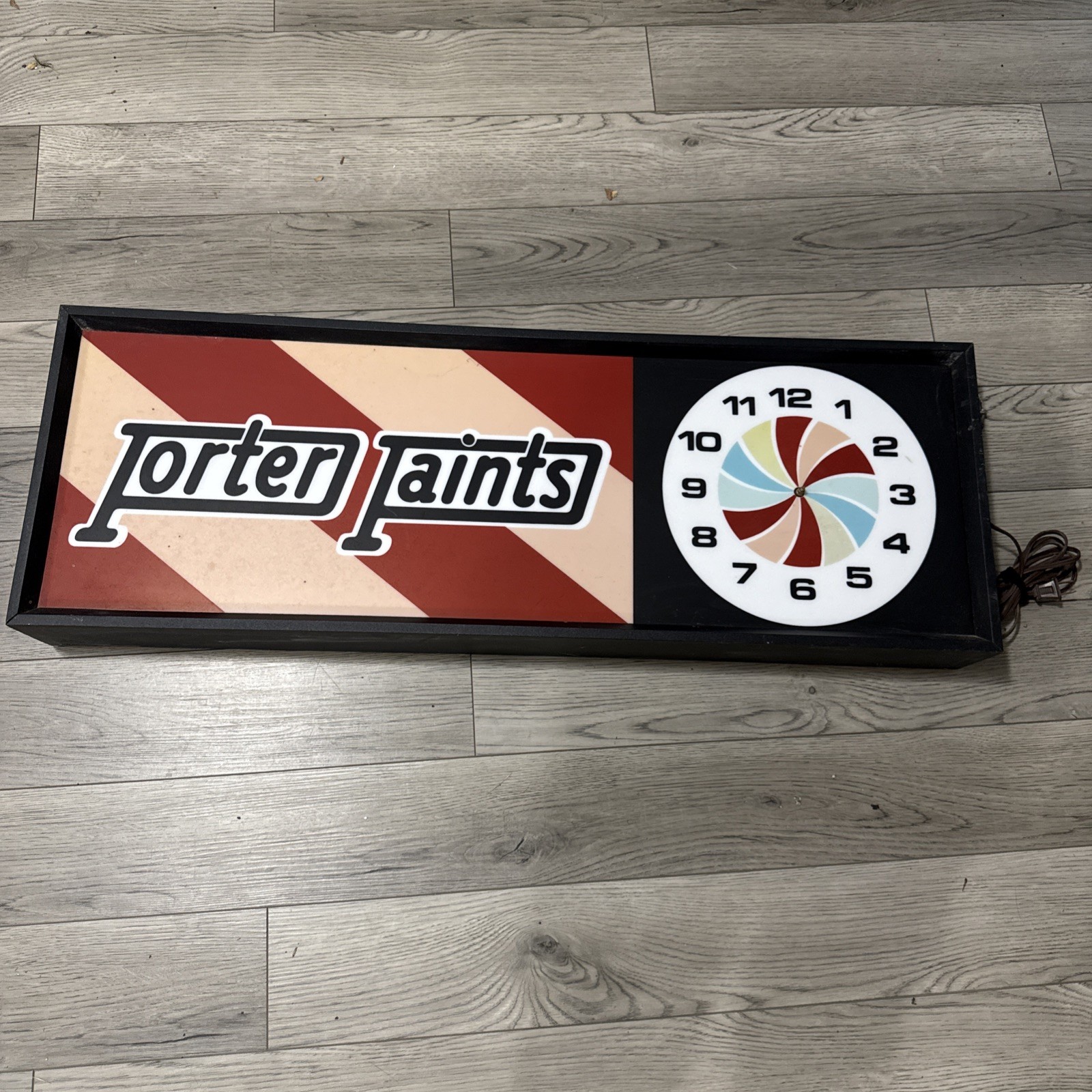Vintage Porter Paints Hanging Light Up Clock Lights Not Working No Hands OnClock Vintage Porter Paints Hanging Light Up Clock Lights Not Working No Hands OnClock