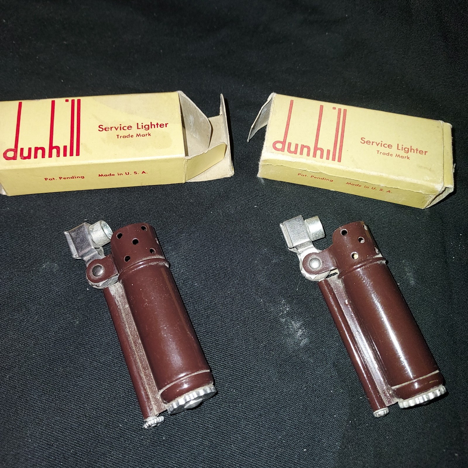 Two Antique Dunhill Made in USA Military WWII Service Lighter w/ Original Boxes Two Antique Dunhill Made in USA Military WWII Service Lighter w/ Original Boxes