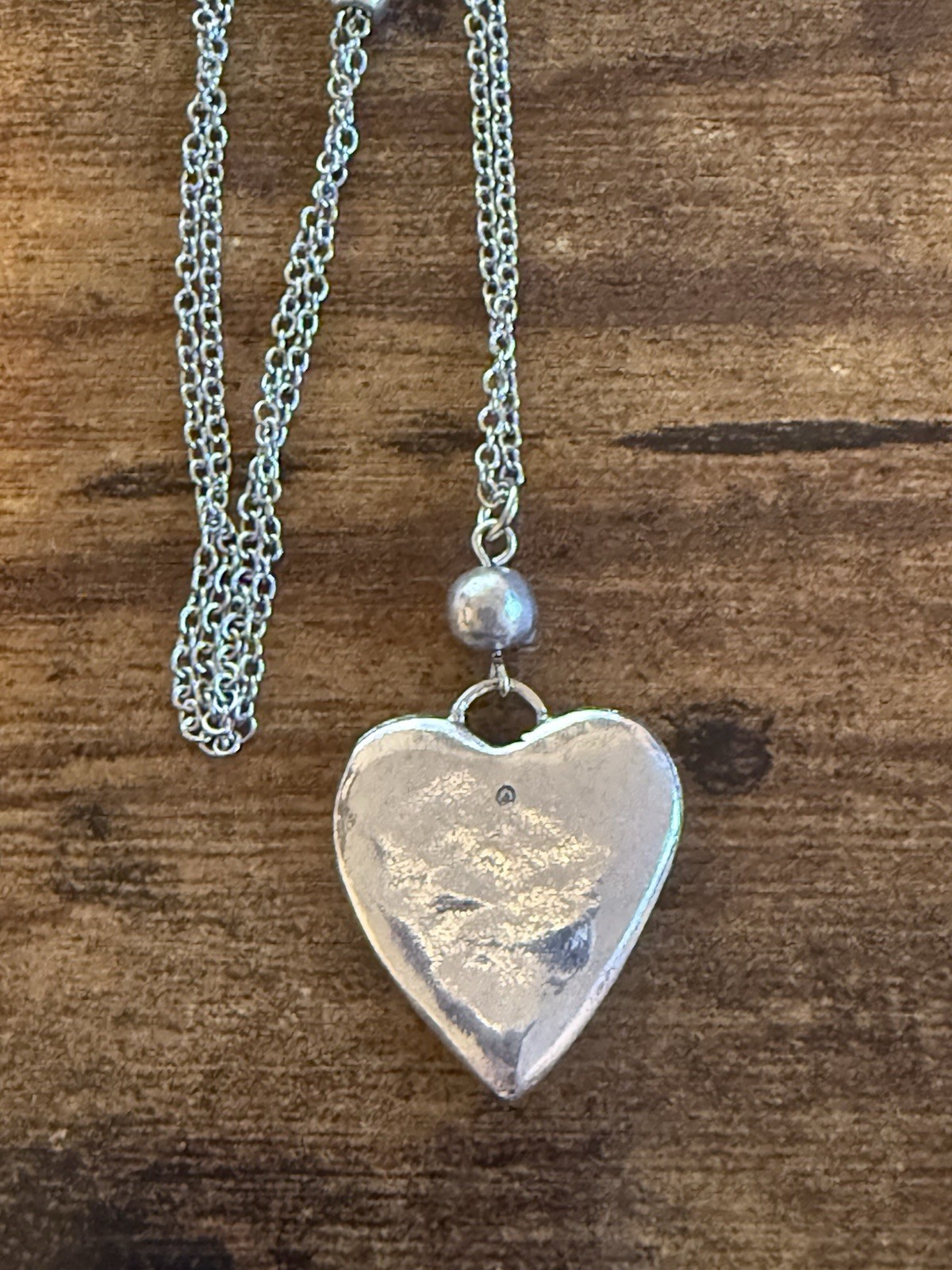 NWT J Jill Silver Tone Heart Charm Pendant Necklace Cable Chain Hook Closure 