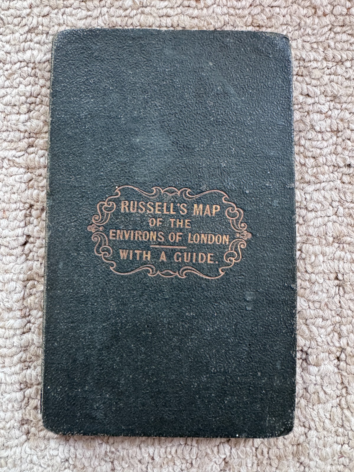 Antique 1838 Russell\'s Map Environs of London Hand-Coloured + Guide  - E.Grattan