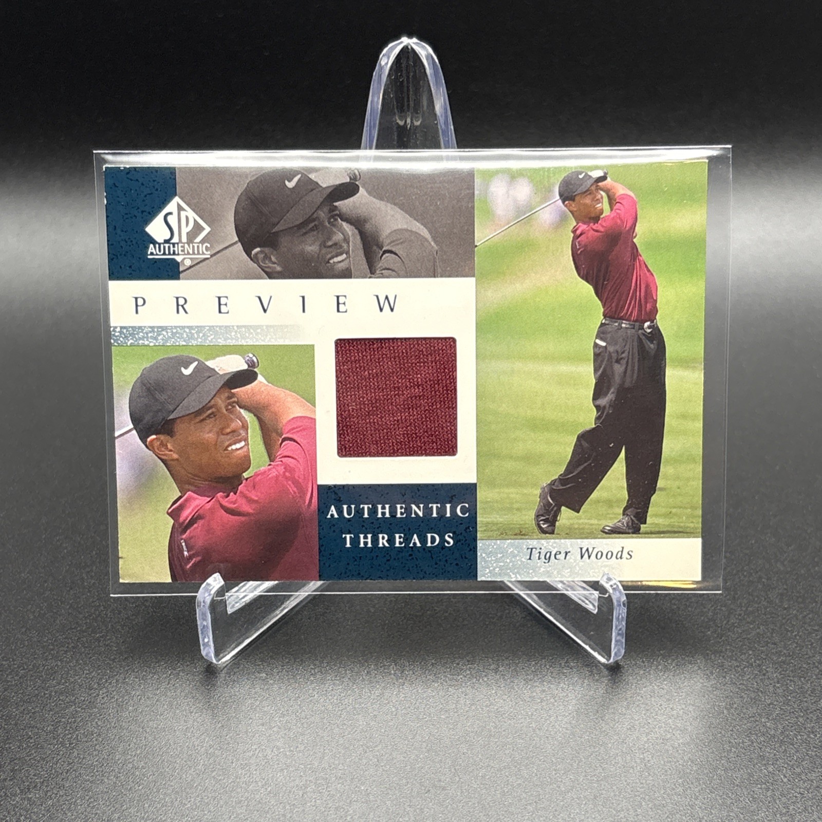 2001 SP Authentic Preview Tiger Woods Authentic Threads #TW-AT (MEM, RC) Rare