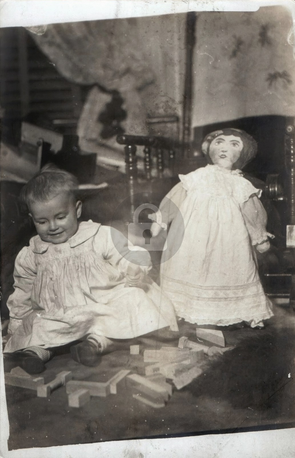c1910\'s Baby Playing w Blocks Doll RPPC Photo Postcard COPY c1910\'s Baby Playing w Blocks Doll RPPC Photo Postcard COPY