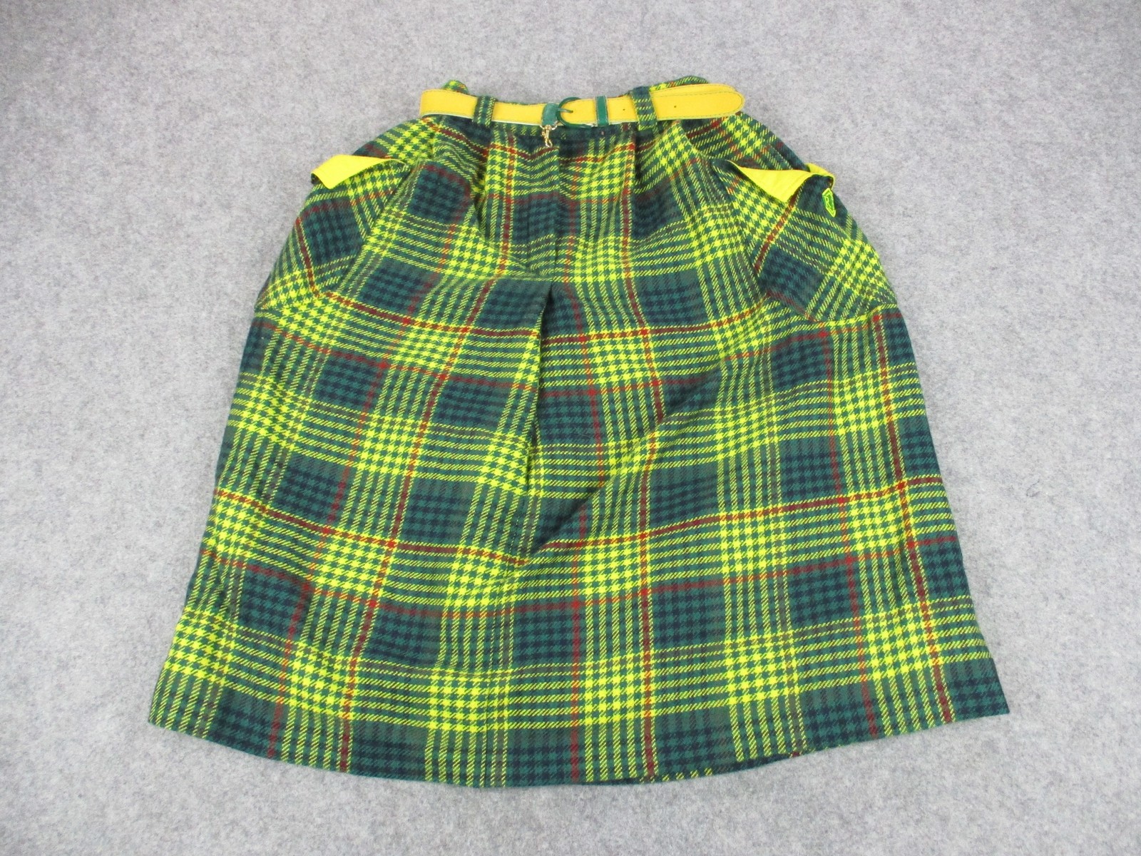 Rocco Barocco Skirt Womens 24 Green Plaid Tweed Midi A Line Belted Lined Italy Rocco Barocco Skirt Womens 24 Green Plaid Tweed Midi A Line Belted Lined Italy