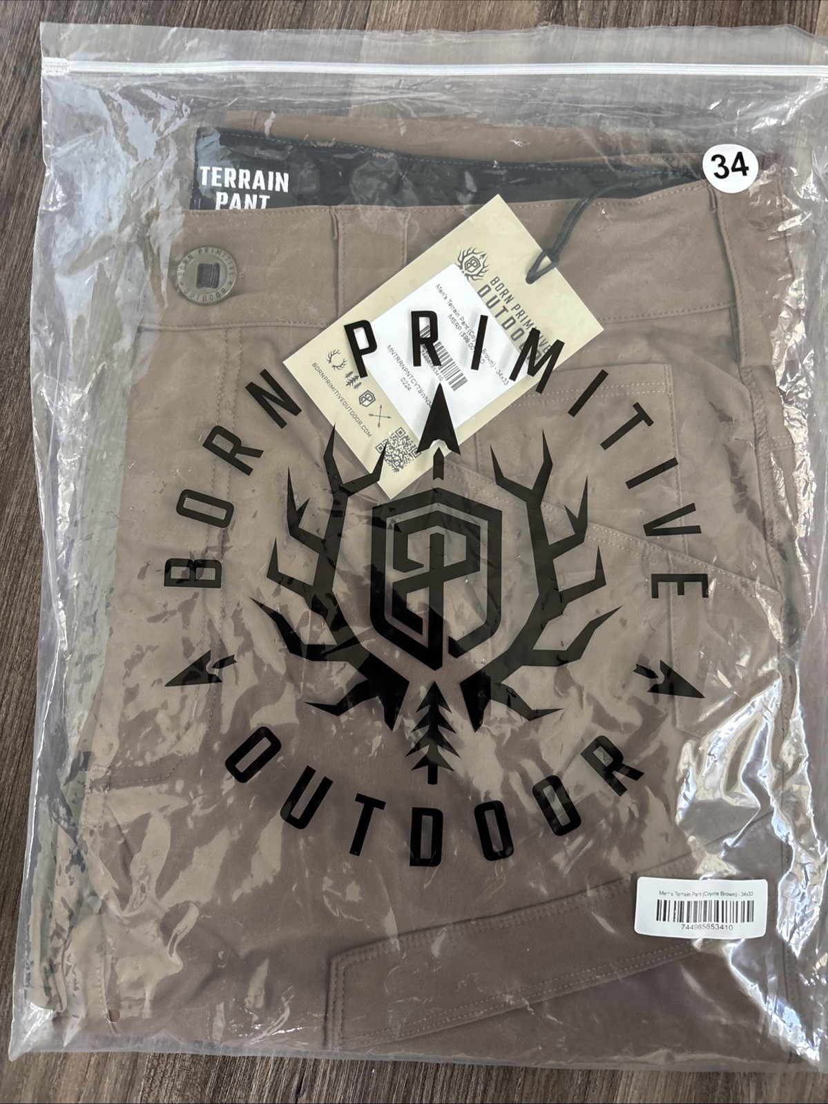 Born Primitive Terrain Pant, Men’s 34/33, Coyote Brown
