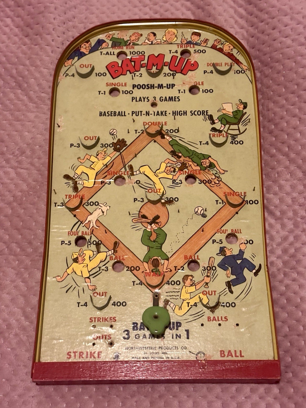 Vintage Poosh M Up Pinball BAT M UP No 408 Pin Game ALL PARTS Amazing