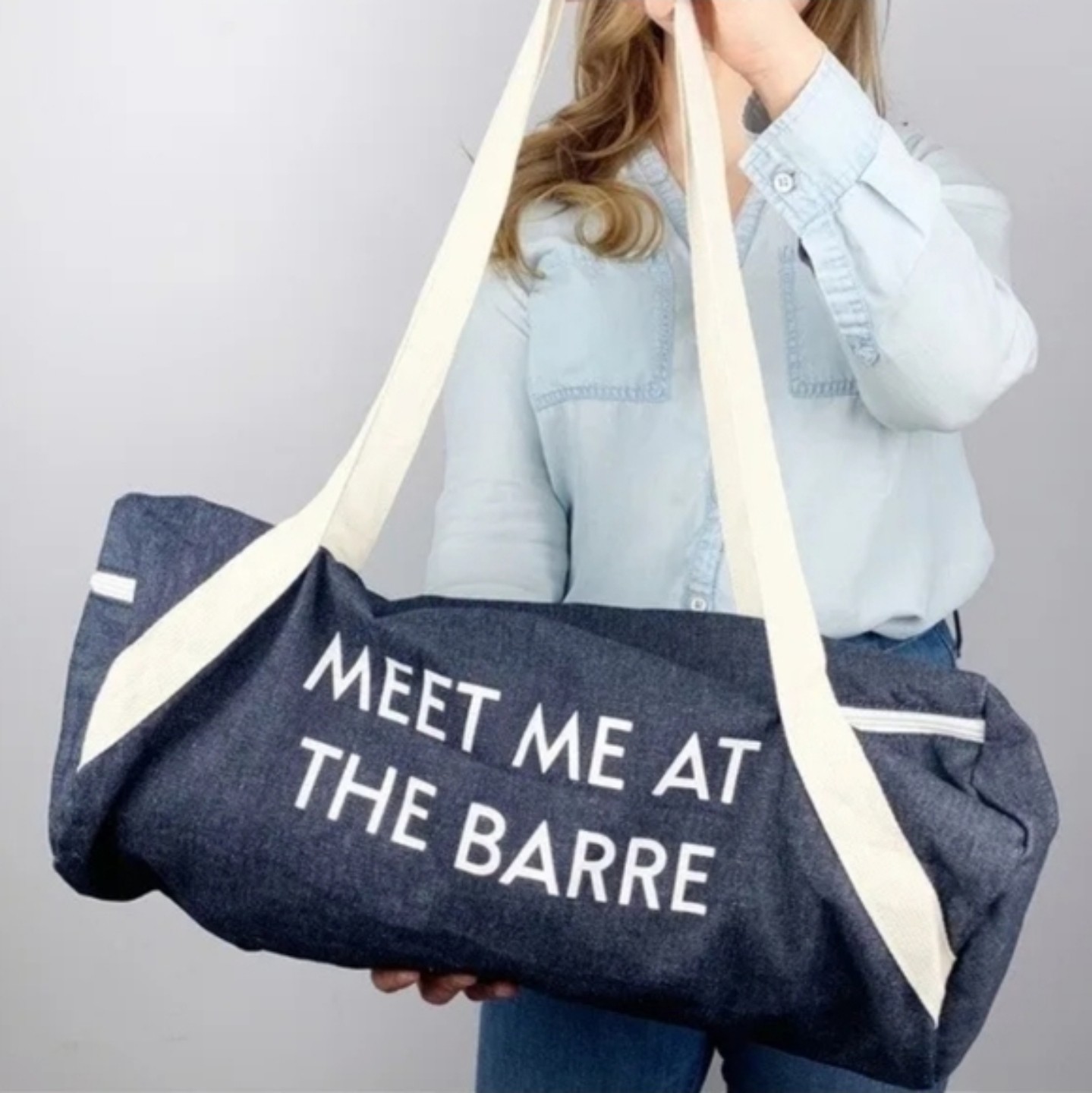 Meet Me At The Barre Denim Workout Duffle Bag Gym Girl Meet Me At The Barre Denim Workout Duffle Bag Gym Girl
