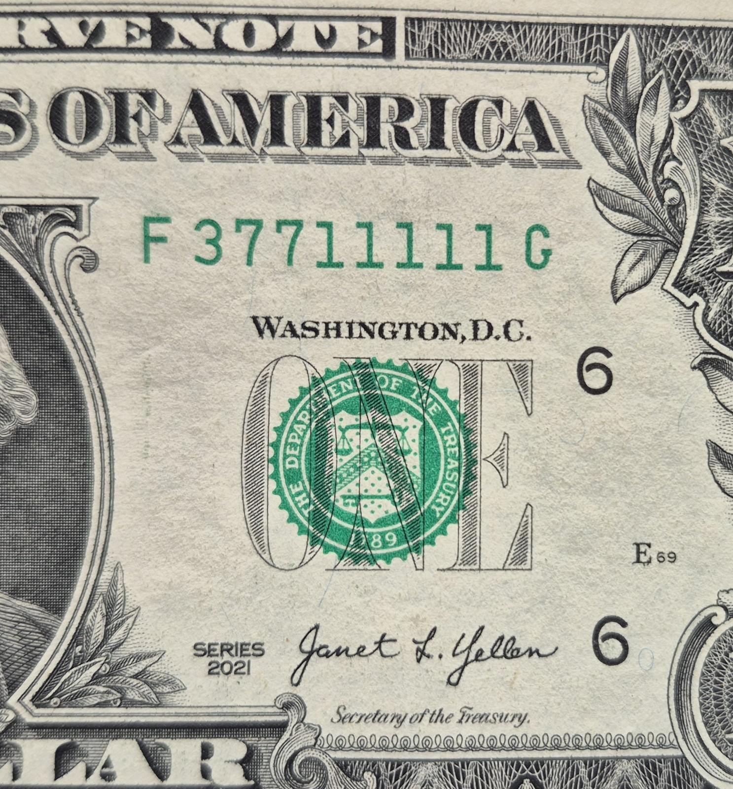 5 in a Row Trailing 11111 1$ Dollar Bill