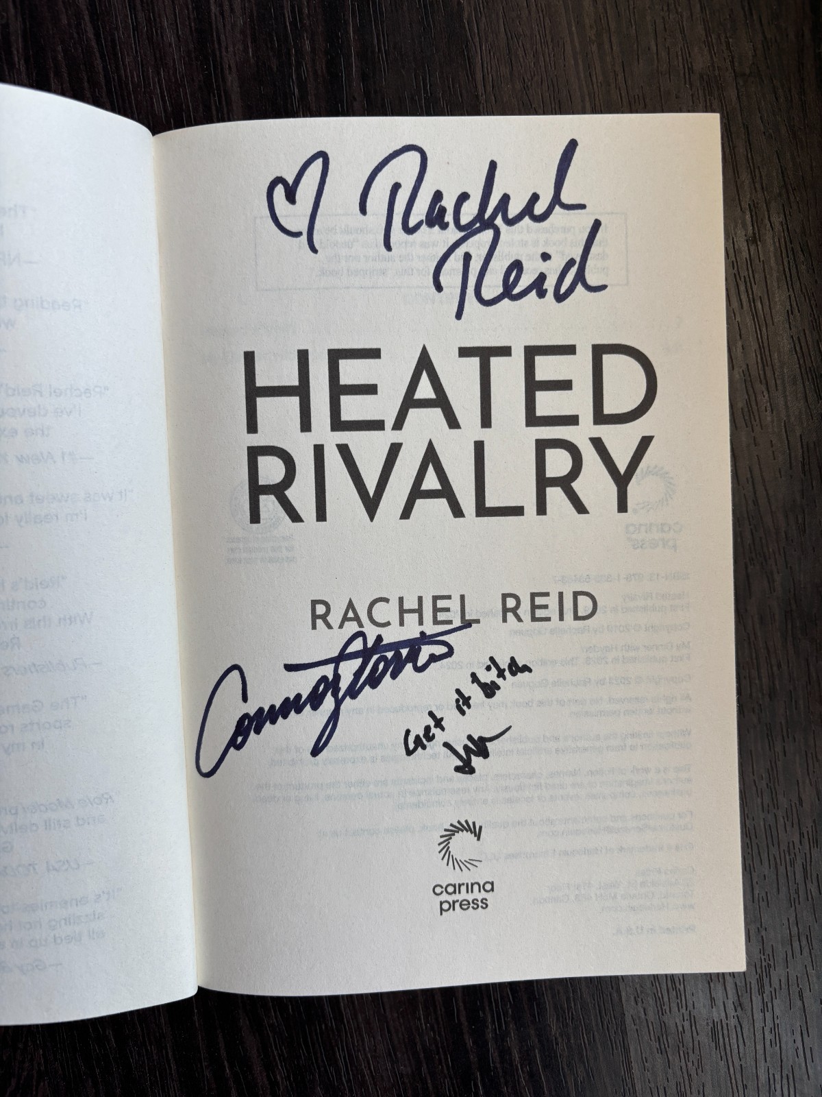 Hudson Williams, Connor Storrie, Rachel Reid signed HEATED RIVALRY book Hudson Williams, Connor Storrie, Rachel Reid signed HEATED RIVALRY book