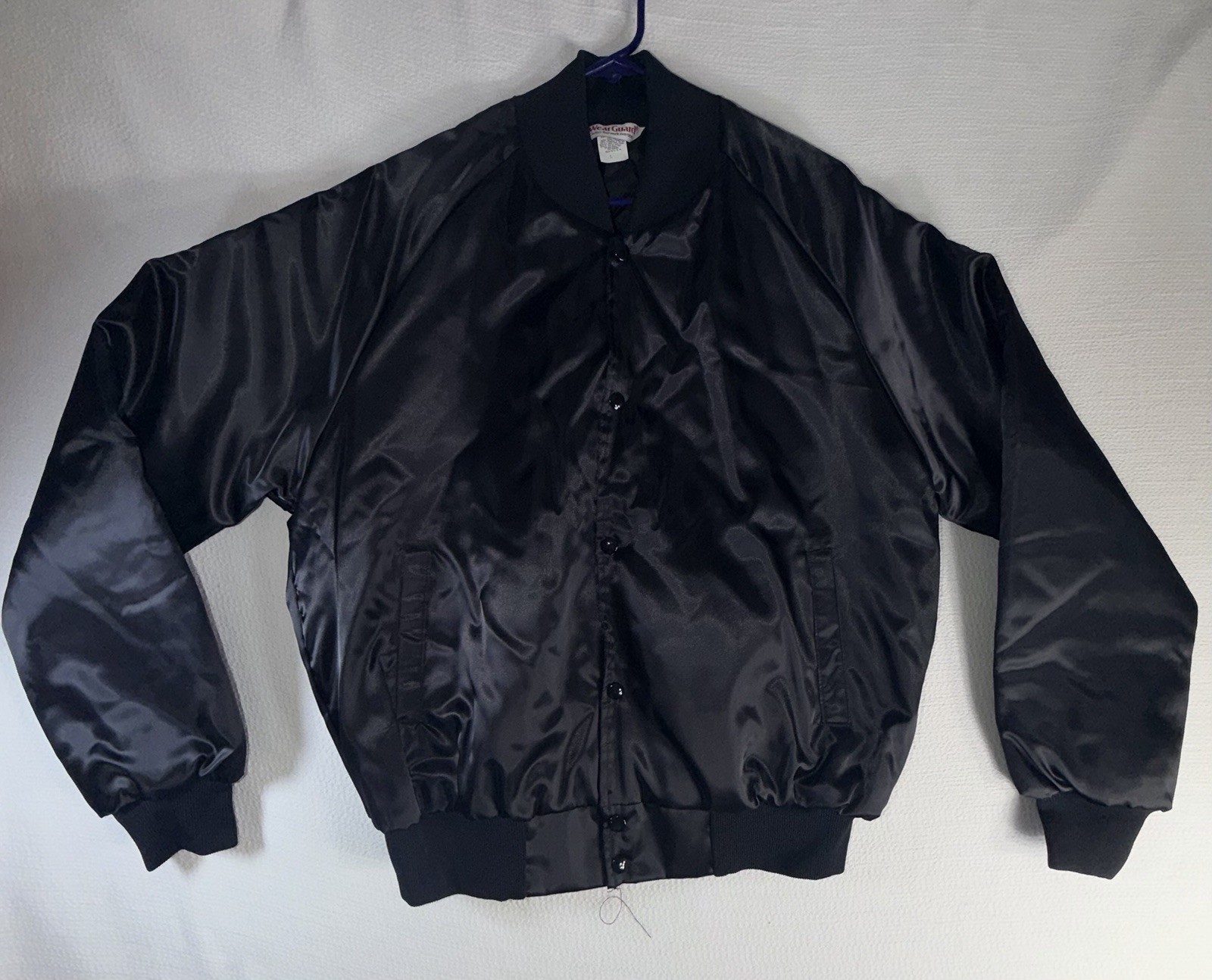 Vintage WearGuard Large Satin Black Quilted USA Snap Button Bomber Jacket Vintage WearGuard Large Satin Black Quilted USA Snap Button Bomber Jacket
