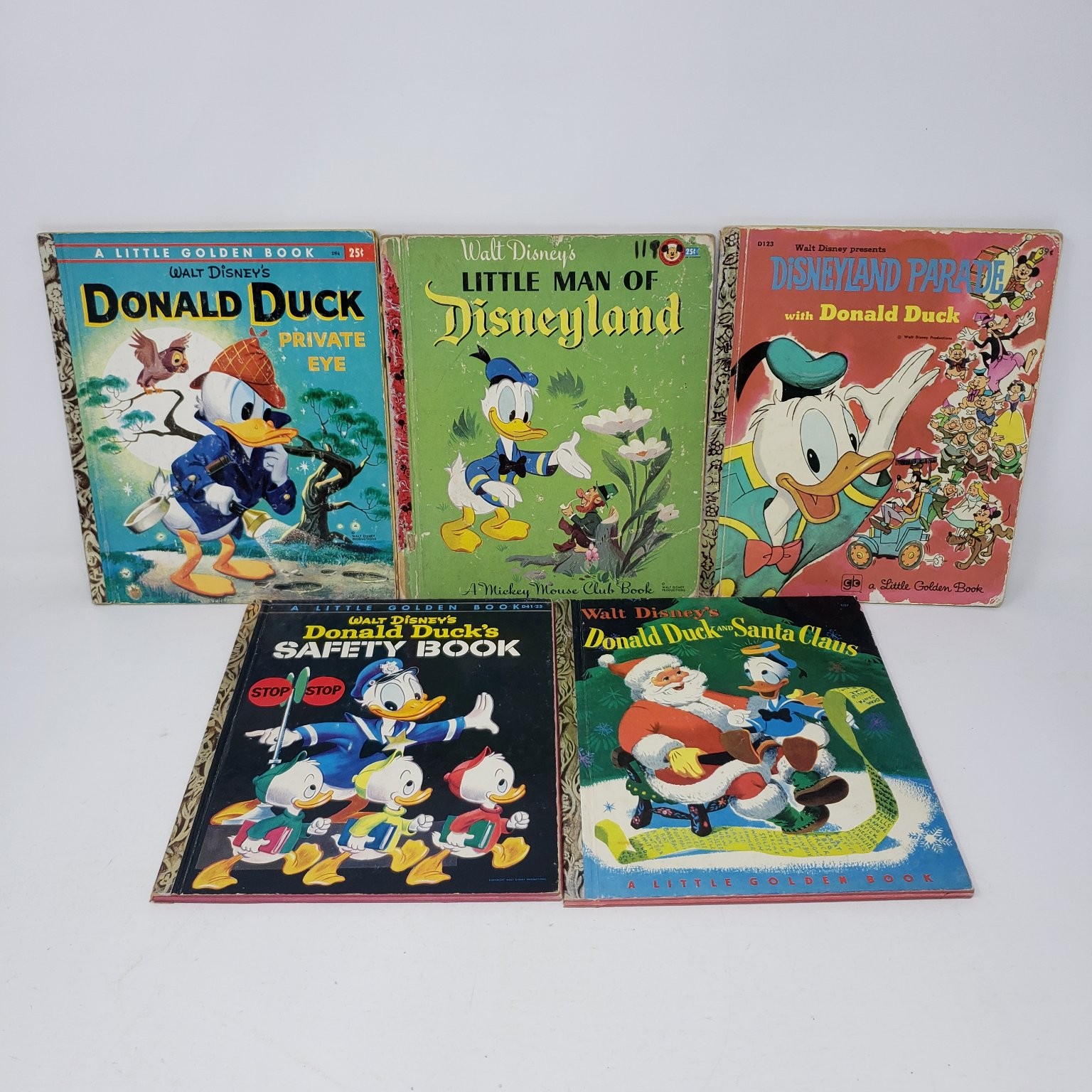 5 Vintage Walt Disney Little Golden Books Donald Duck Set 1955-1961 A Editions