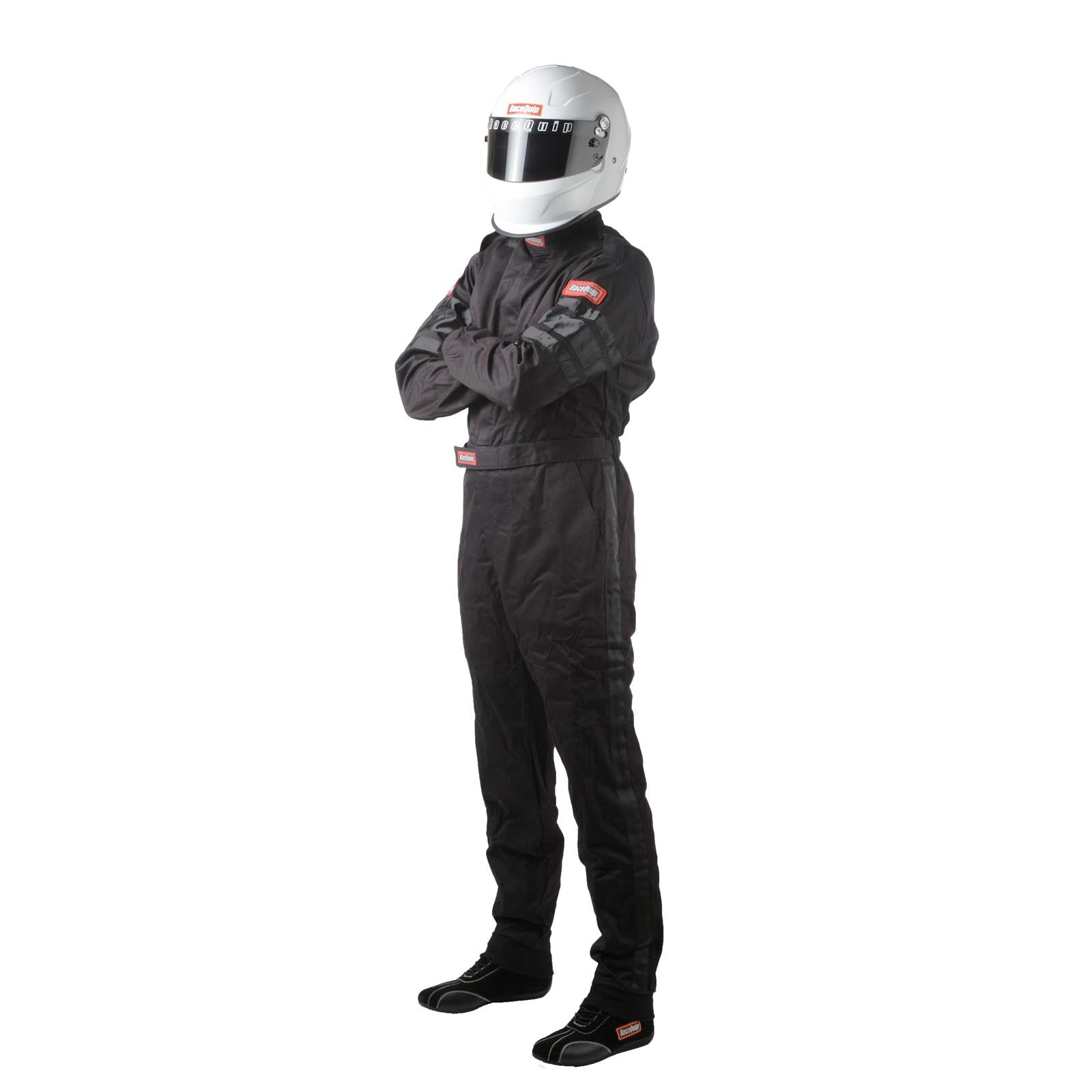 RaceQuip 110005RQP 110 Series 1-Piece Fire Suit, SFI-1, Black, L