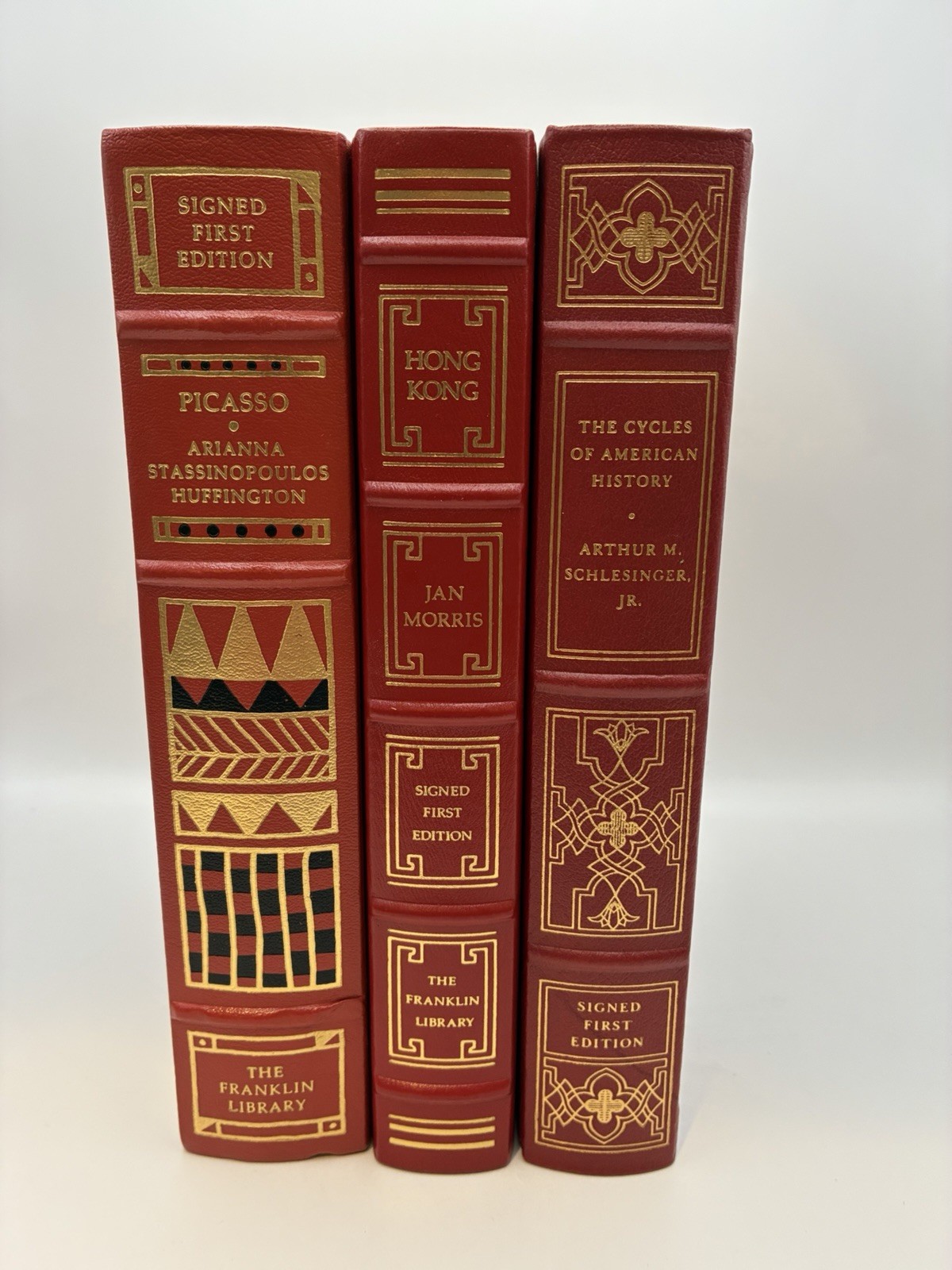 Lot Of 3 Franklin Library Full Red Leather Signed Books Collectible Hardcover