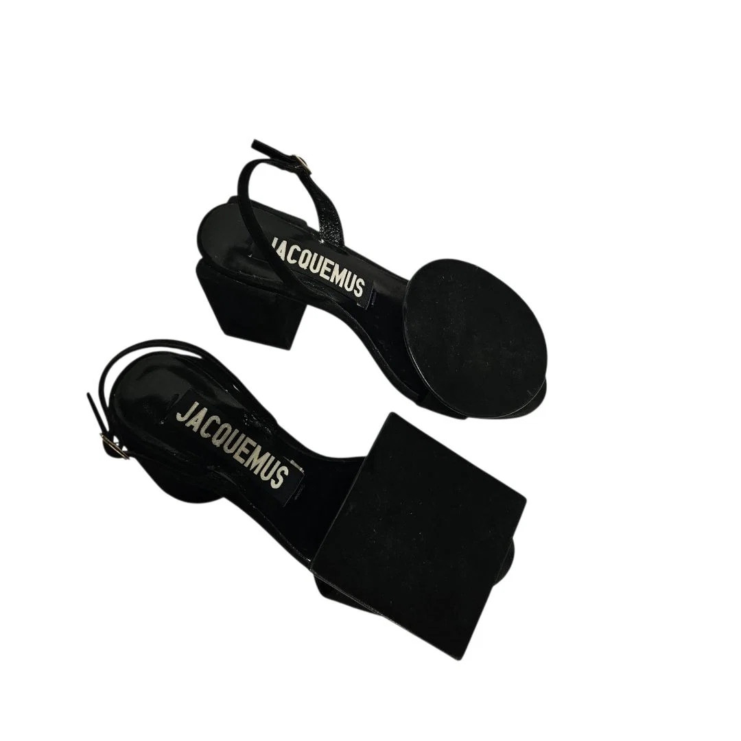 Jacquemus Les Rond Carré Suede Slingback Sandals Black EU 37 Authenticated Jacquemus Les Rond Carré Suede Slingback Sandals Black EU 37 Authenticated