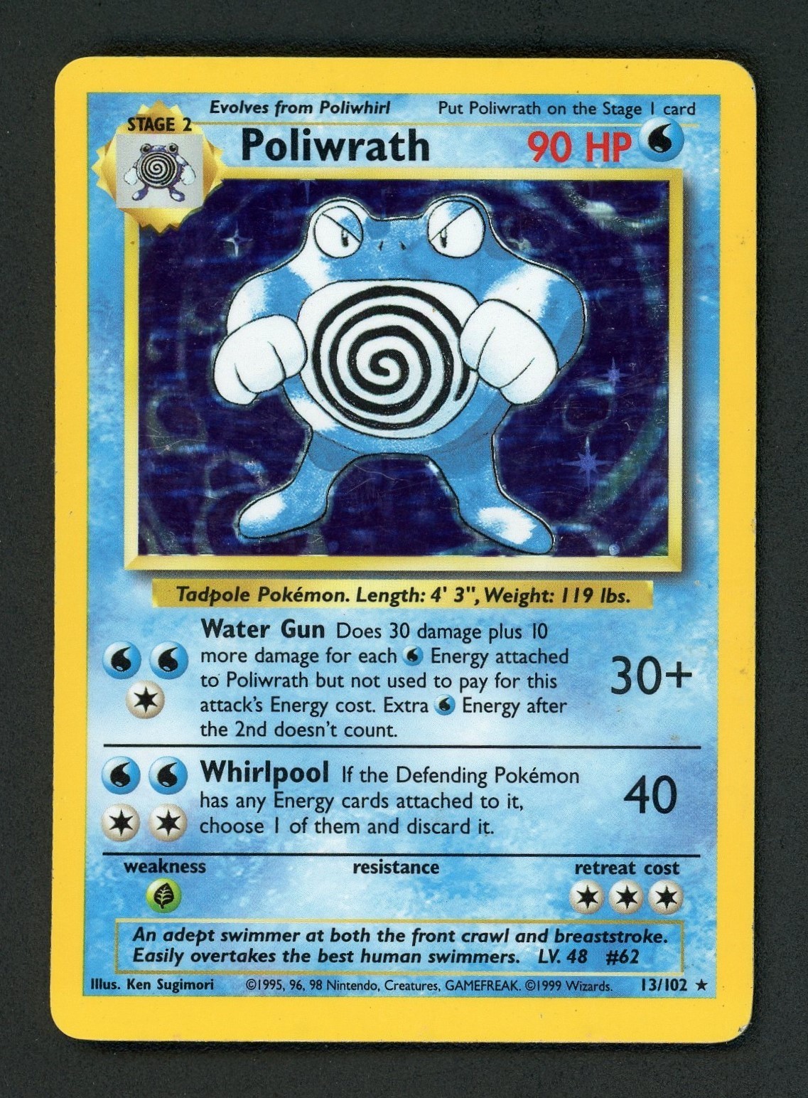 Pokemon Card - Poliwrath Holo Base Set 13/102