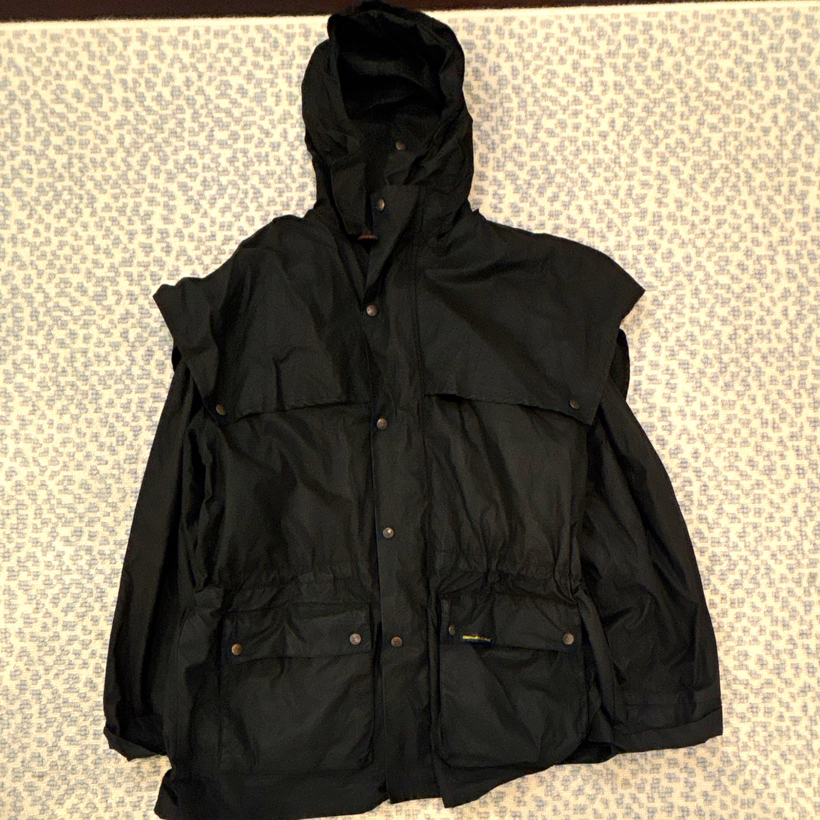 Outback Trading Company Ltd Men’s Black Hooded Overcoat Jacket XL Zip/Button Outback Trading Company Ltd Men’s Black Hooded Overcoat Jacket XL Zip/Button