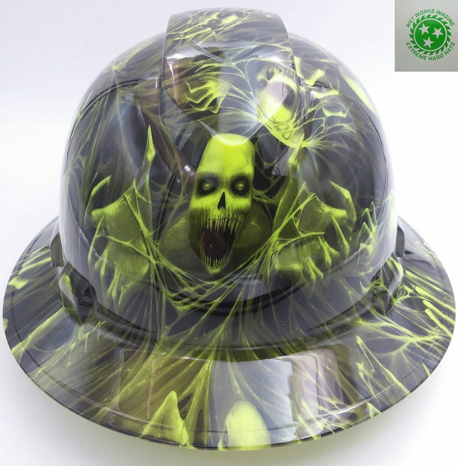 Customized Pyramex Full Brim 3D SKULL Hard Hat With Ratcheting Suspension