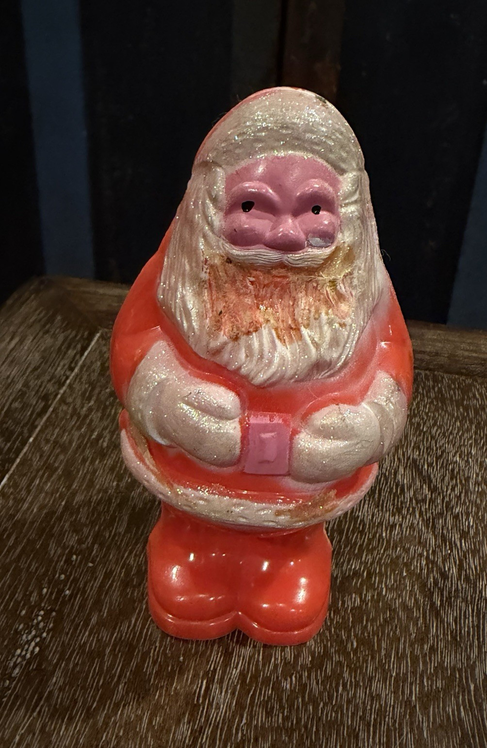 VINTAGE XMAS SANTA CLAUS CELLULOID BABY RATTLE 4.5\