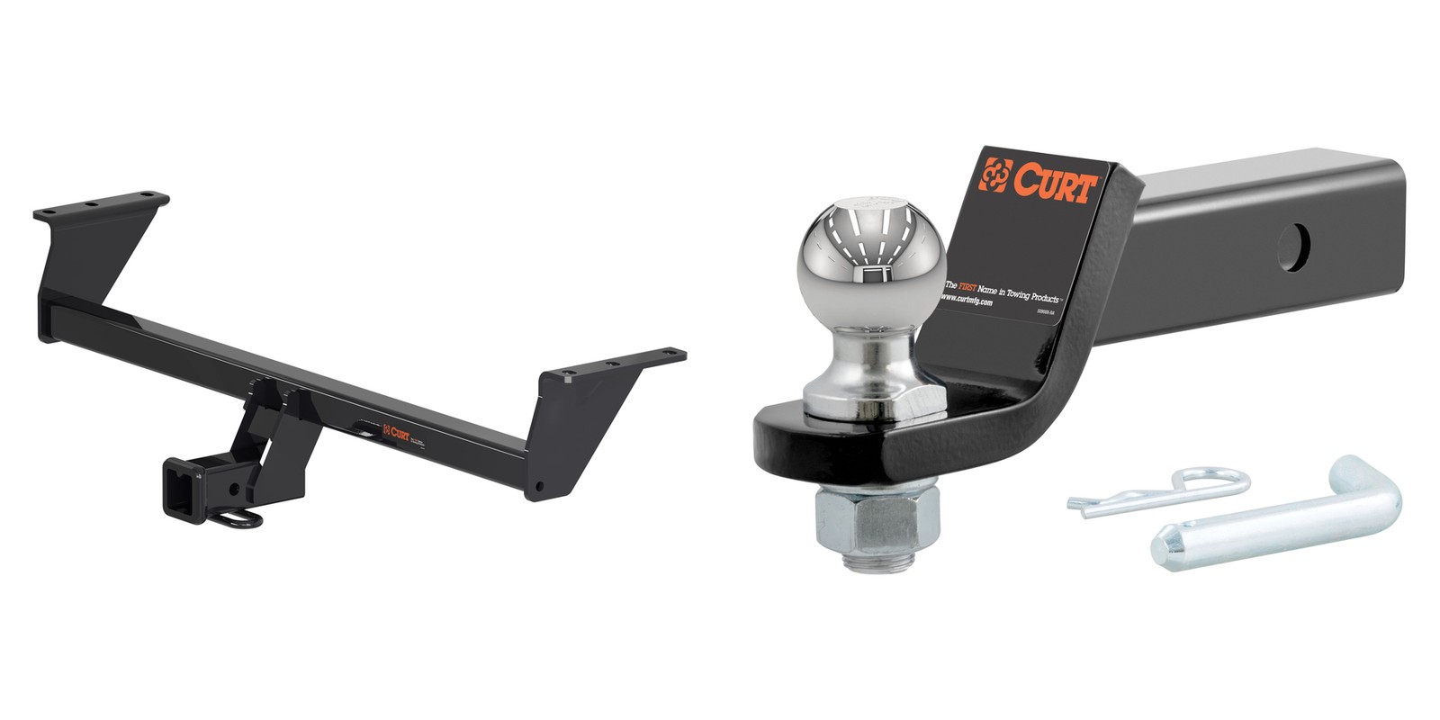 CURT Trailer Hitch Tow Kit 2in Receiver, 2in Ball Mount, Pin & Clip - 13377