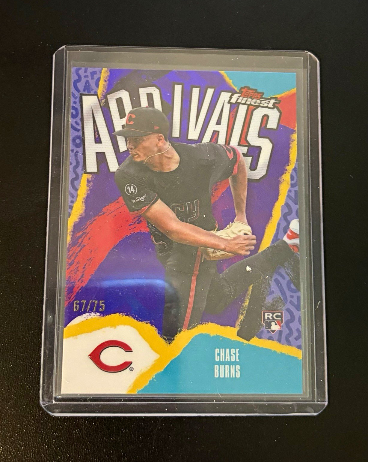 Chase Burns Reds 2026 Topps Finest Arrivals RC #A-5 Purple Refractor /75