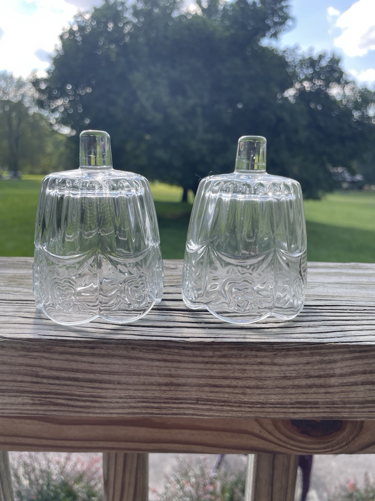 NOS Home Interior Peg Votive Cups Clear With Flowers Panels Tulip Top (one Pair)