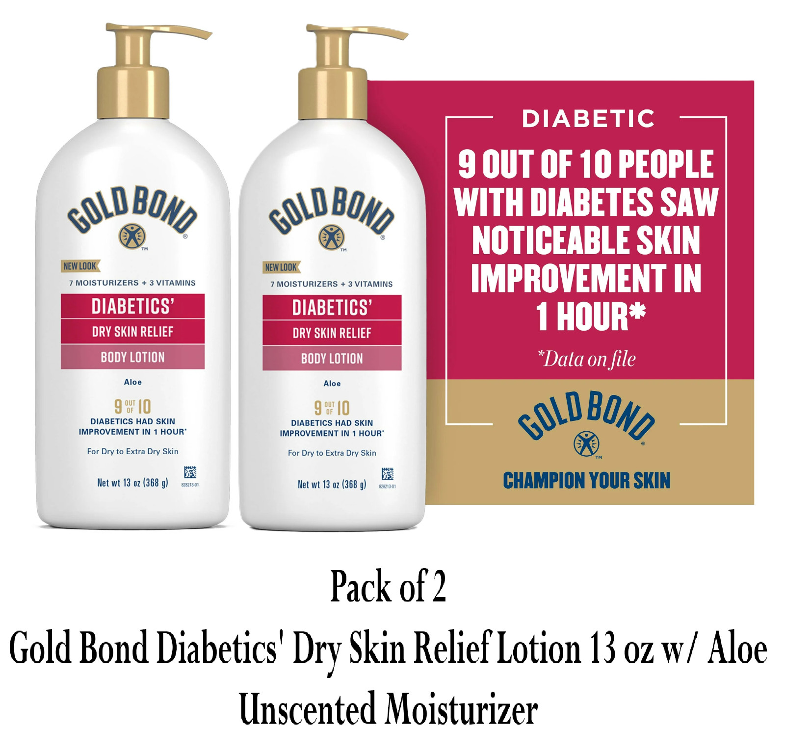 Gold Bond Diabetics' Dry Skin Relief Lotion 13 oz w/ Aloe Unscented Moisturizer