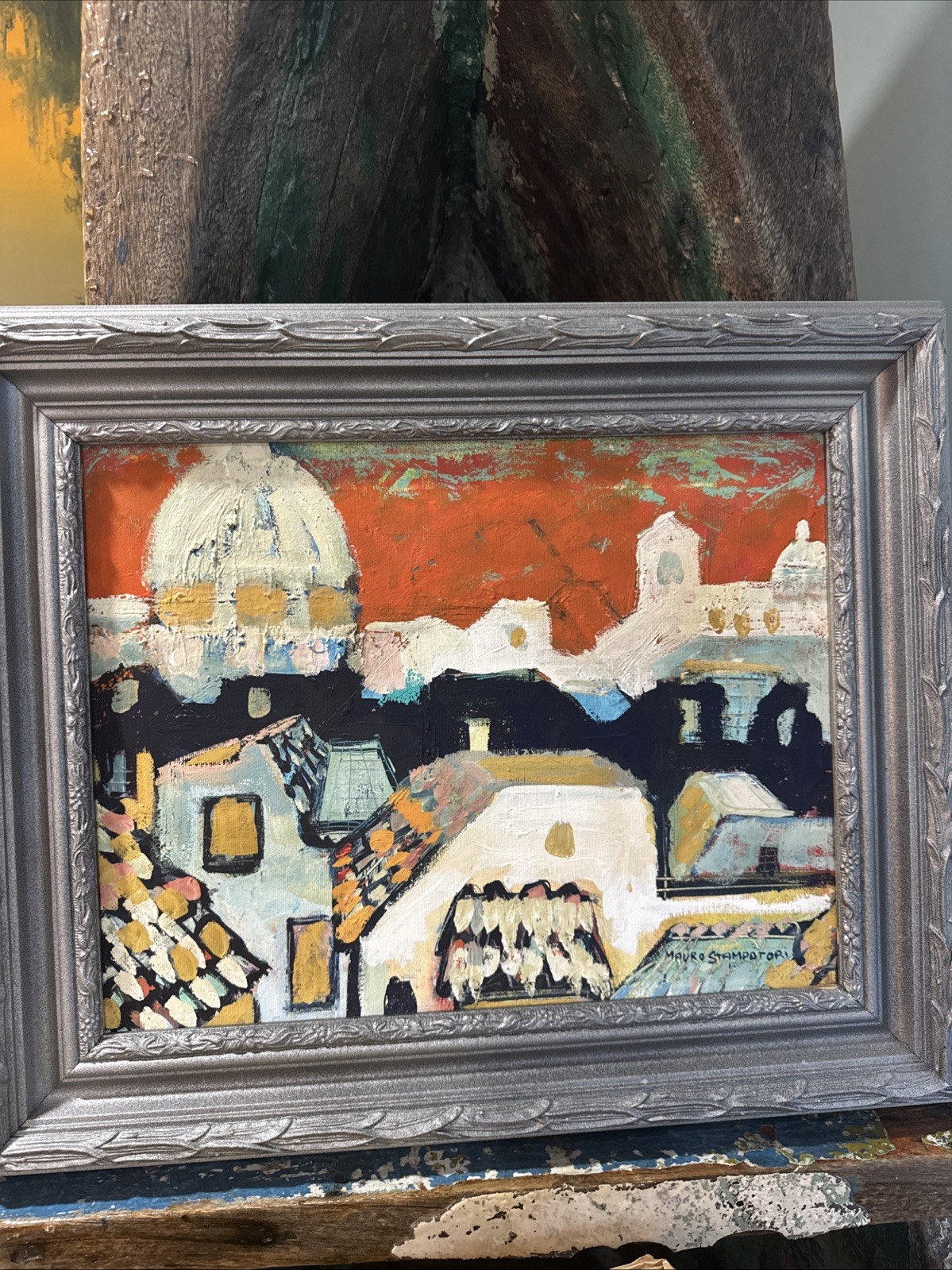 Mauro Stampatori Important Canadian Oil Framed Canvas Signed Italy Listed Art
